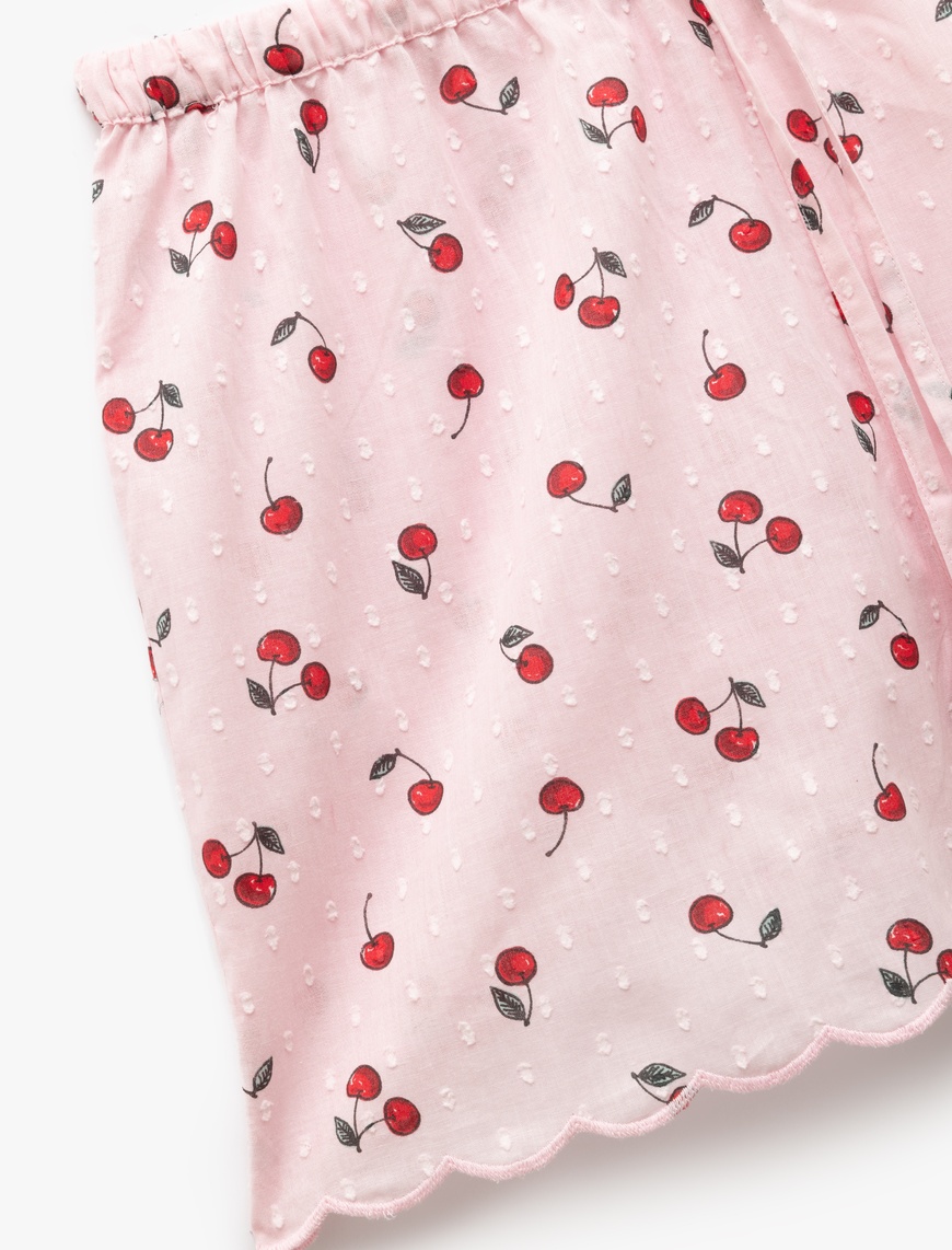   Pamuklu Kiraz Desenli Mini Şort Pijama Altı