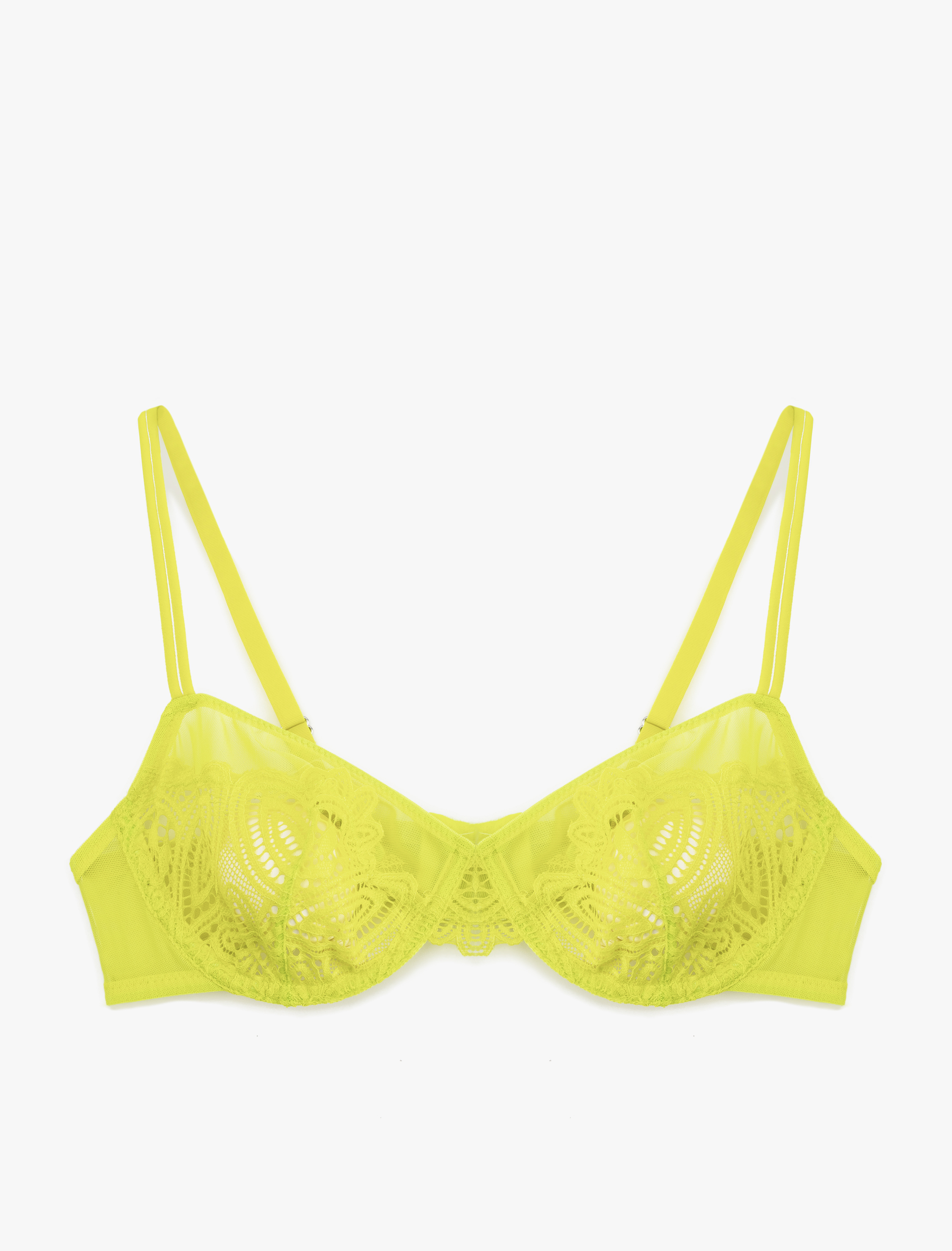   Yarı Transparan Balenli Dantelli Sütyen