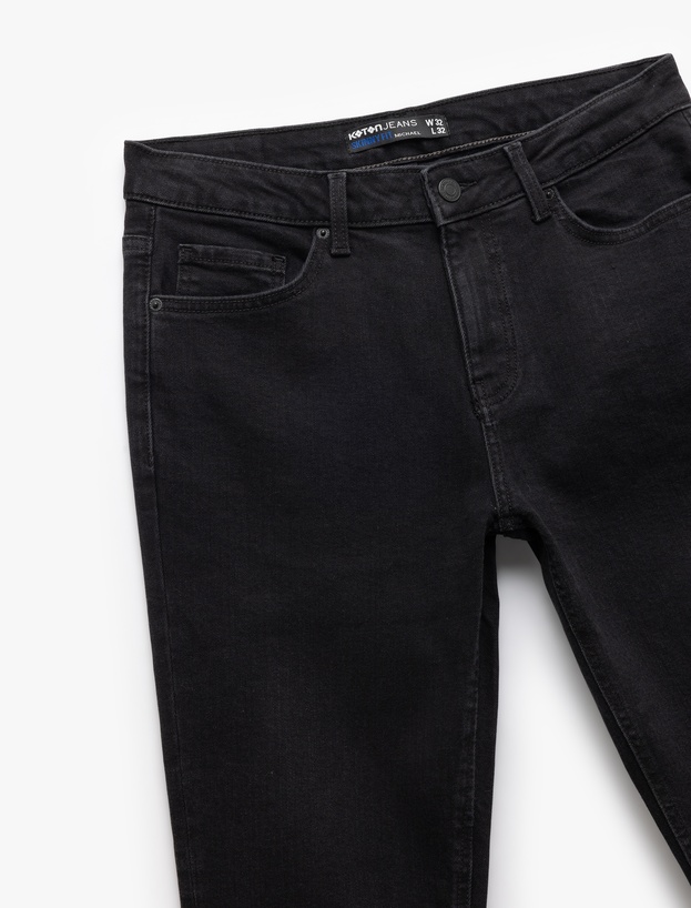 Pamuklu Normal Bel Düğmeli Skinny Fit Jean Pantolon - Michael Jean_5