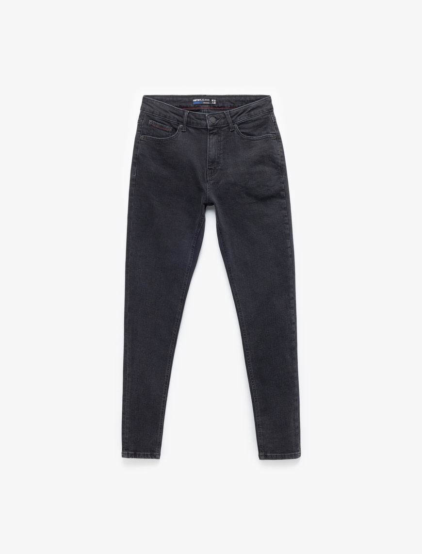   Pamuklu Normal Bel Düğmeli Skinny Fit Jean Pantolon - Michael Jean