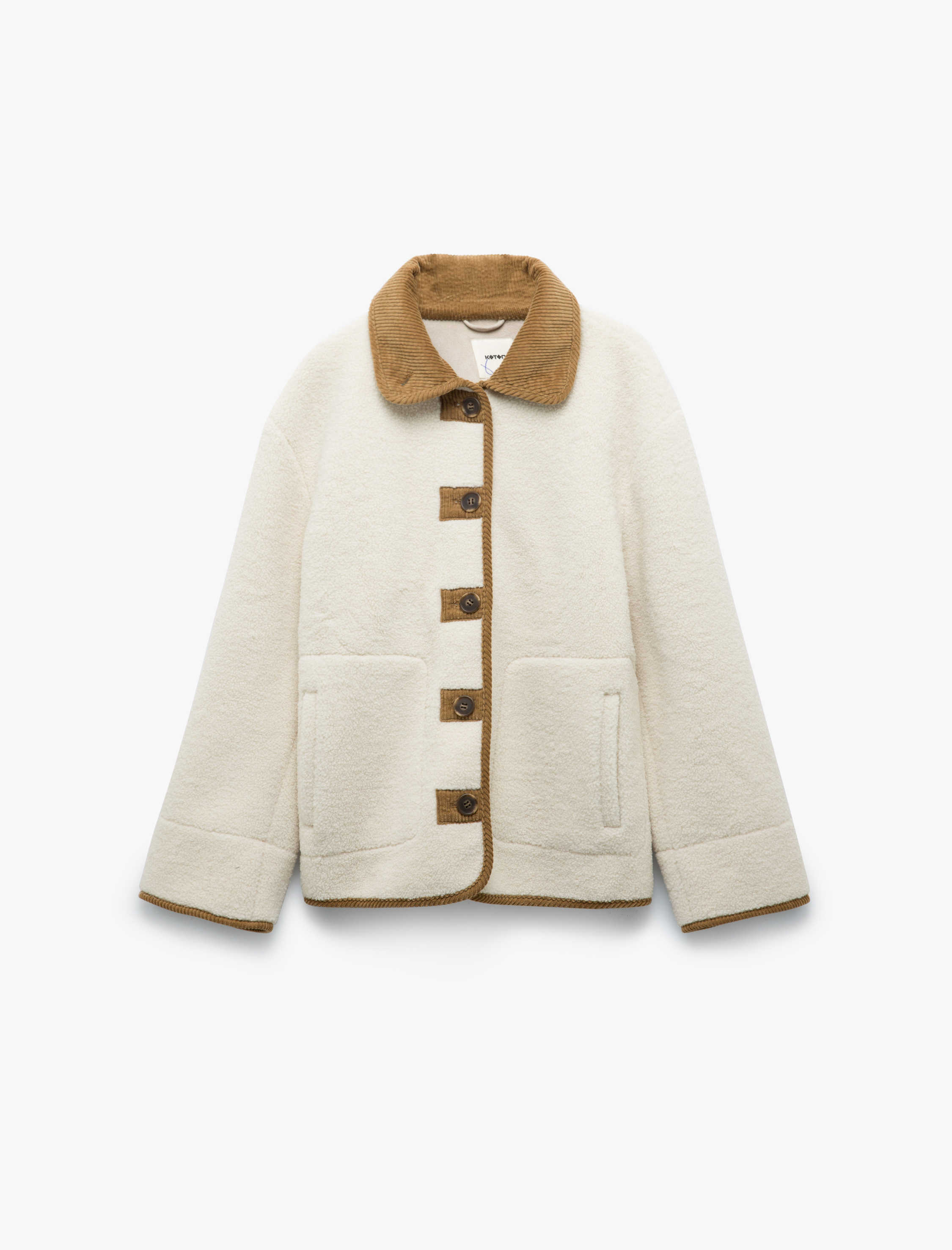 Uzun Kollu Düğmeli Cepli Kruvaze Klasik Yaka Peluş Ceket