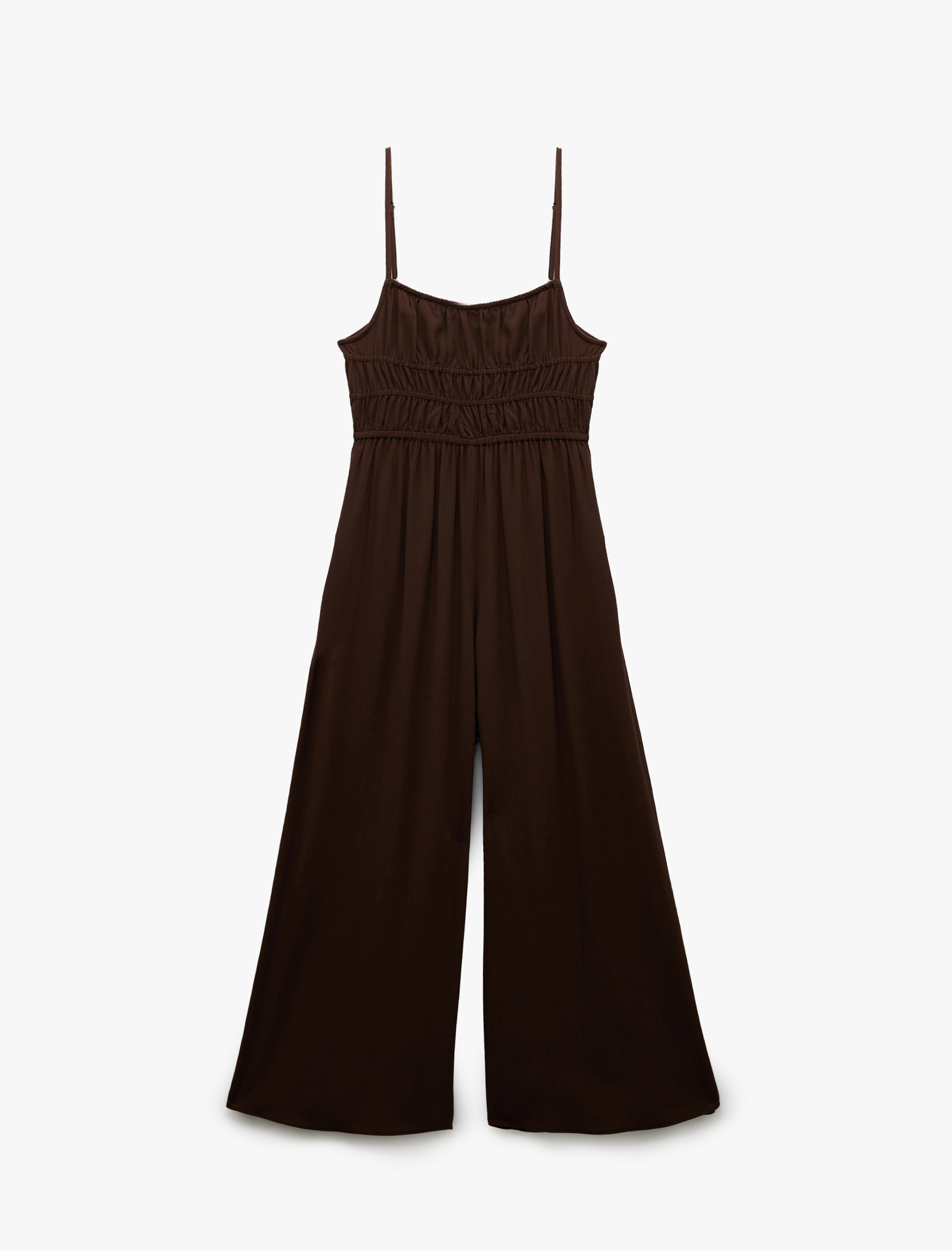   Kolsuz U Yaka Askılı Viskon Sırt Detaylı Salopet Tulum