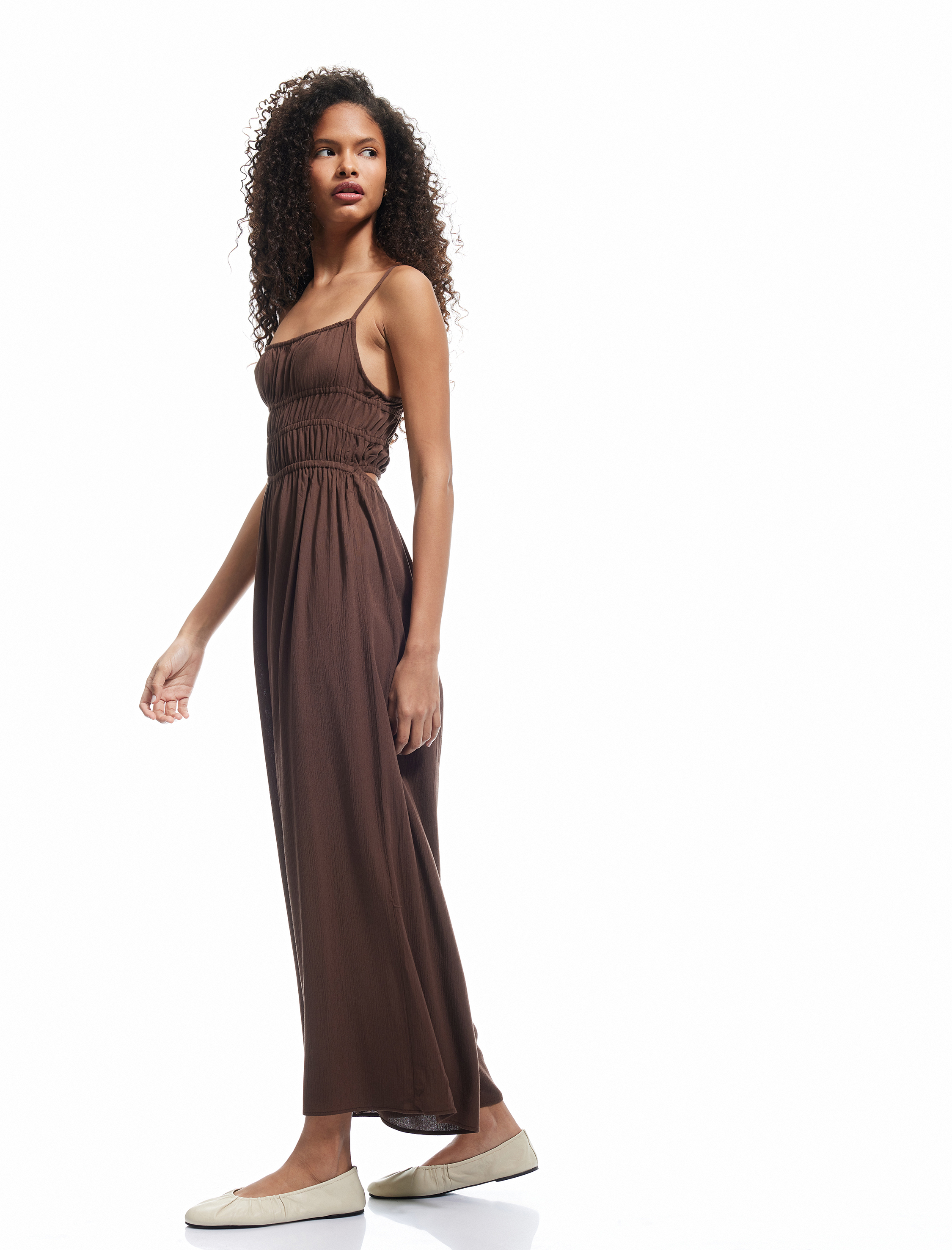   Kolsuz U Yaka Askılı Viskon Sırt Detaylı Salopet Tulum