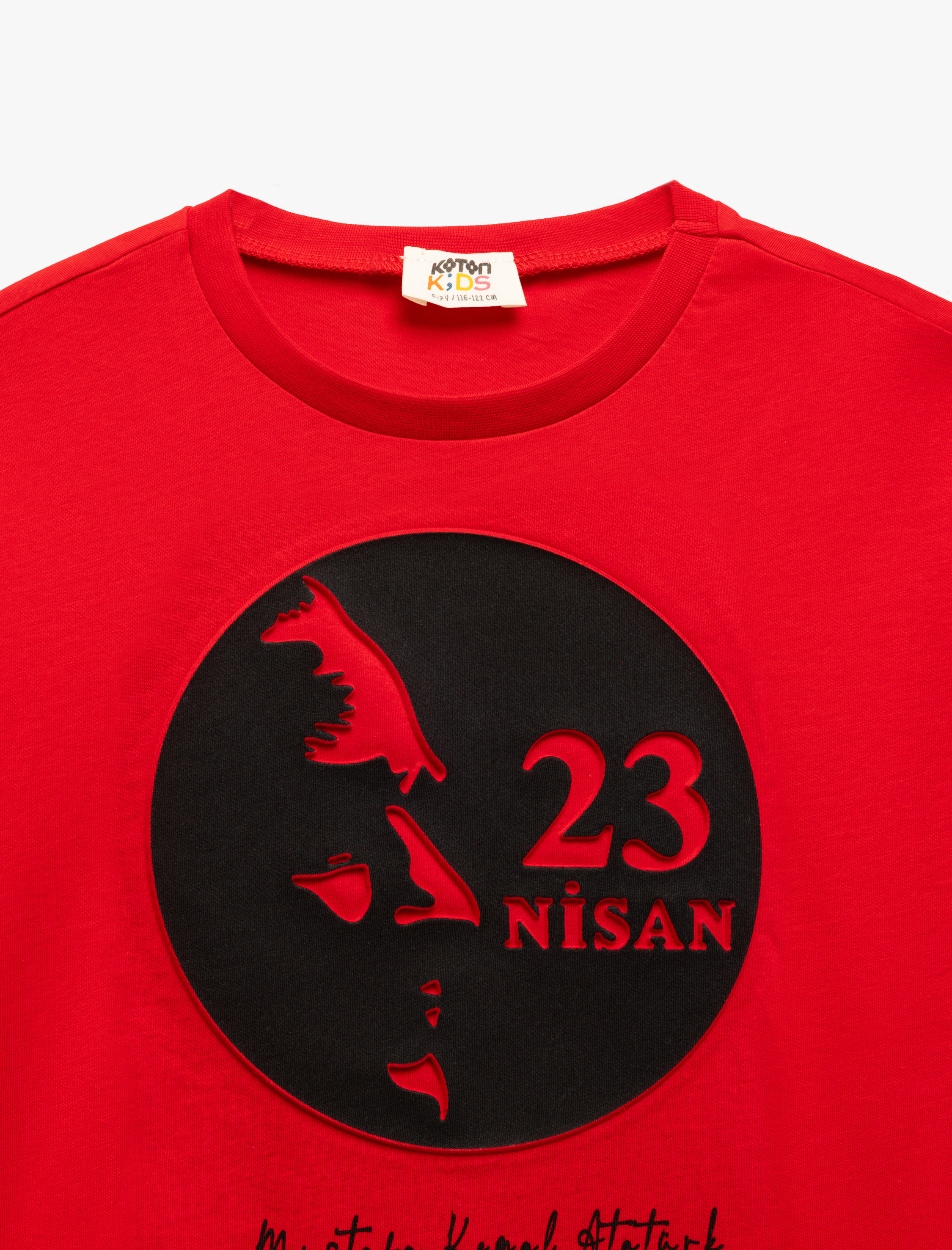  Erkek Çocuk Pamuklu Atatürk Baskılı Bisiklet Yaka Kısa Kollu Tişört