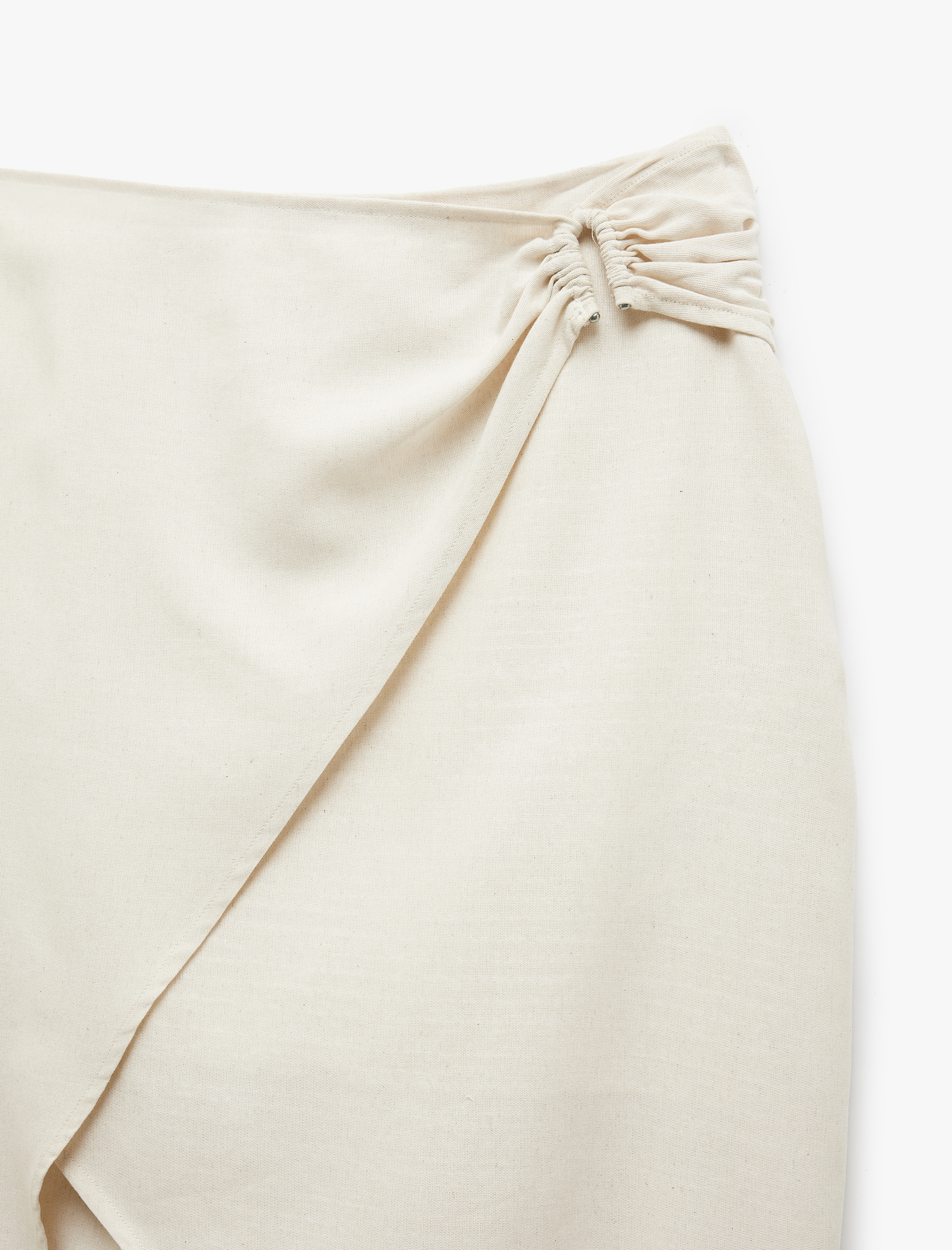   Midi Bağlama Detaylı Kruvaze A Kesim Keten Karışımlı Etek