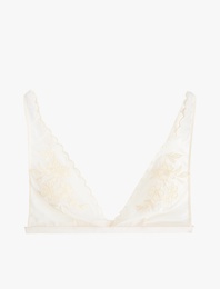 Trasparan Dolgusuz Nakışlı Dantelli Bralet Sütyen