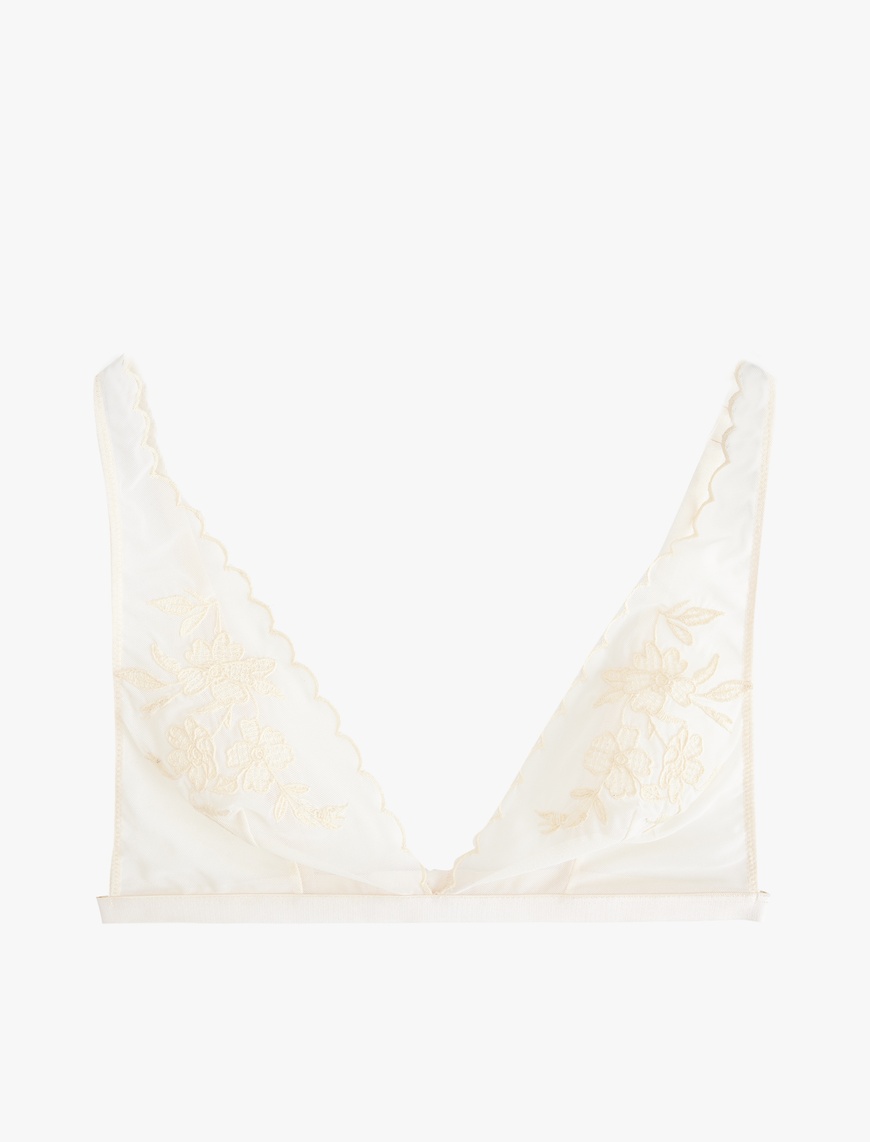   Trasparan Dolgusuz Nakışlı Dantelli Bralet Sütyen