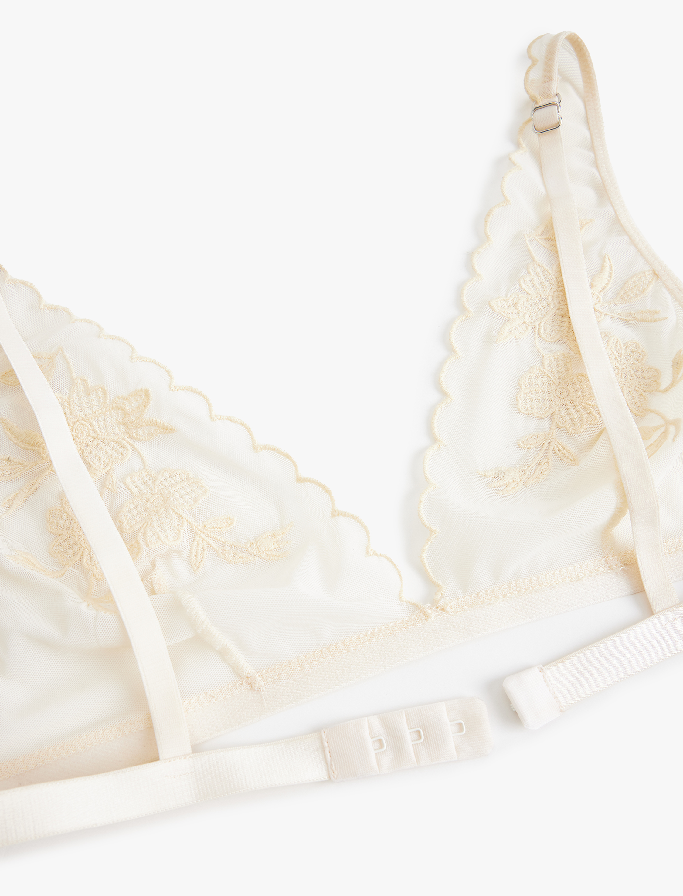   Trasparan Dolgusuz Nakışlı Dantelli Bralet Sütyen