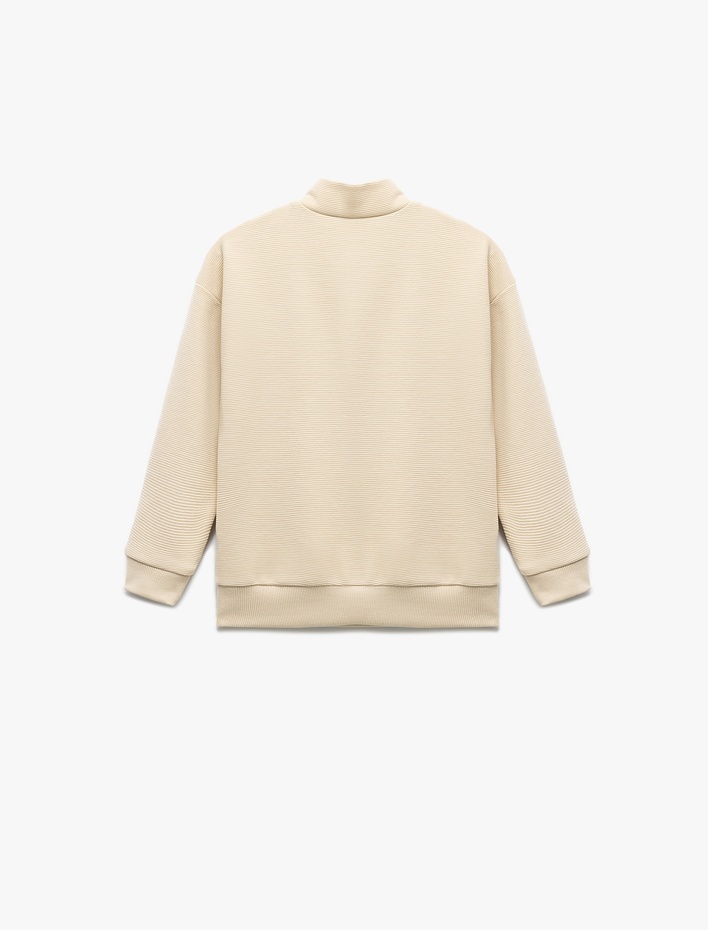 Erkek Çocuk Dik Yaka Yarım Fermuarlı Uzun Kollu Basic Sweatshirt