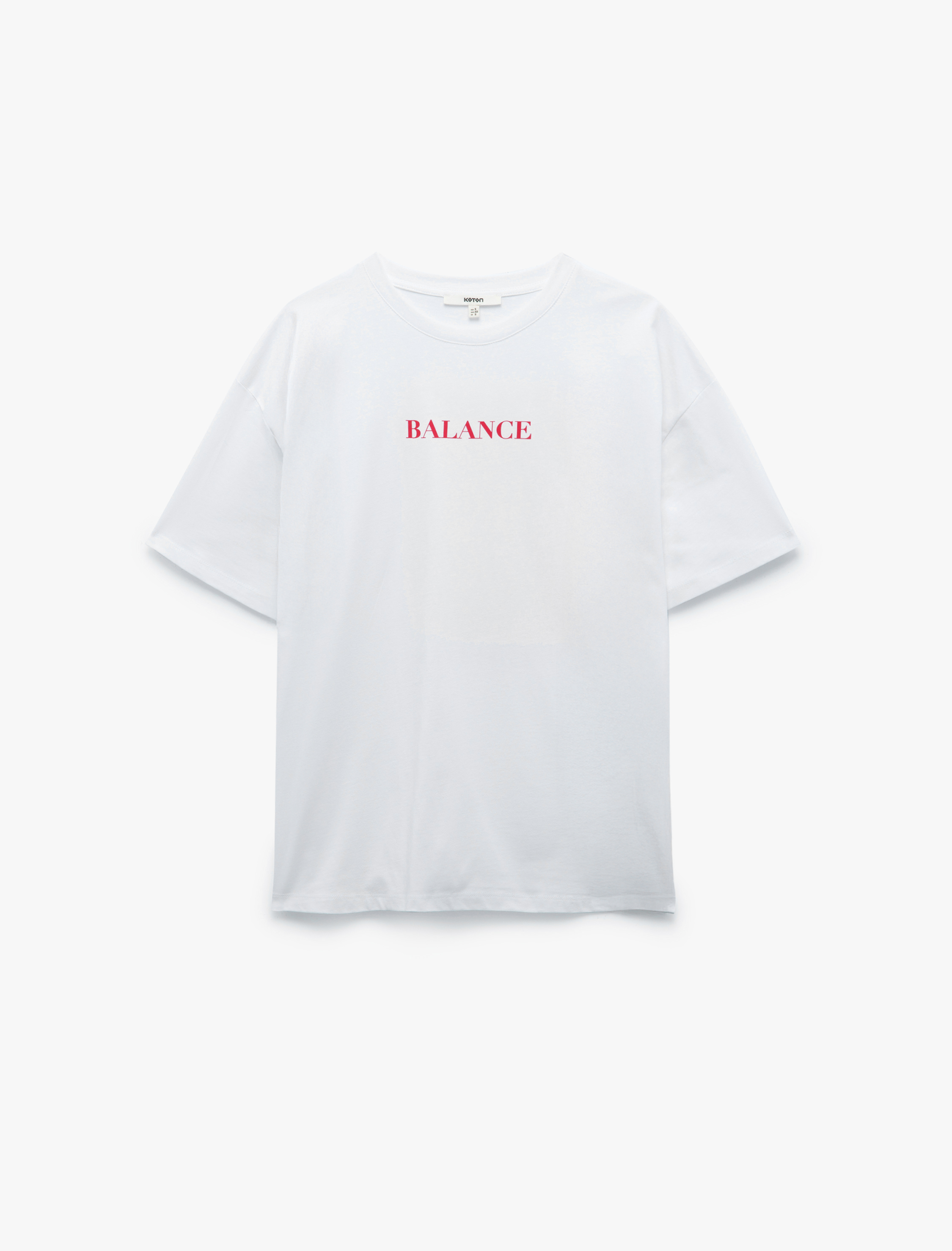   Pamuklu Bisiklet Yaka Kısa Kollu Arkası Baskılı Oversize Tişört