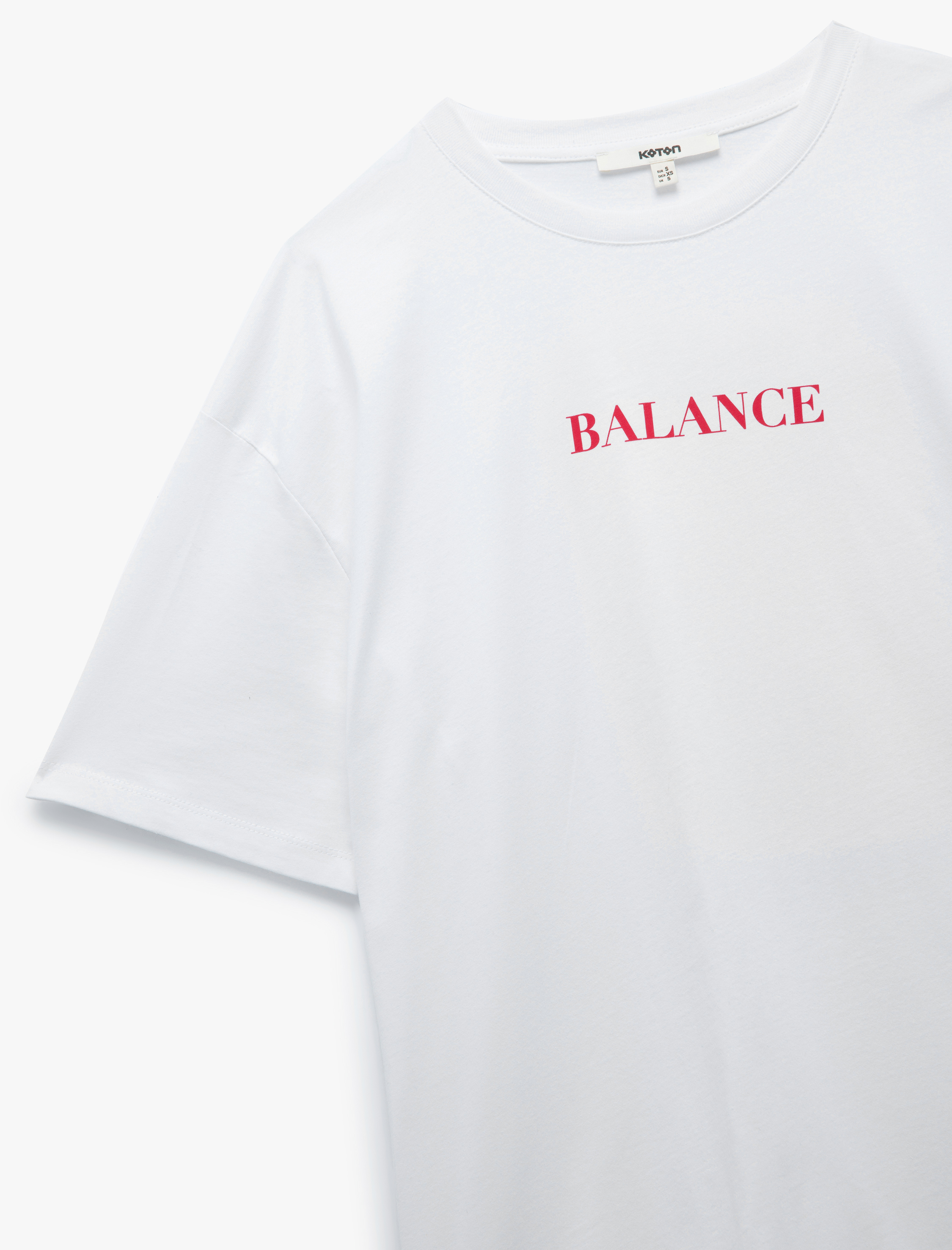   Pamuklu Bisiklet Yaka Kısa Kollu Arkası Baskılı Oversize Tişört