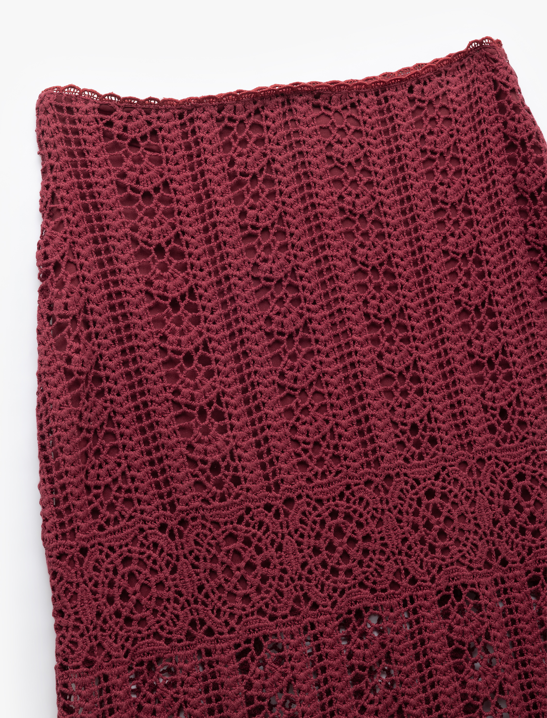   Pamuklu Slim Fit Ajurlu Midi Boy Kroşe Etek