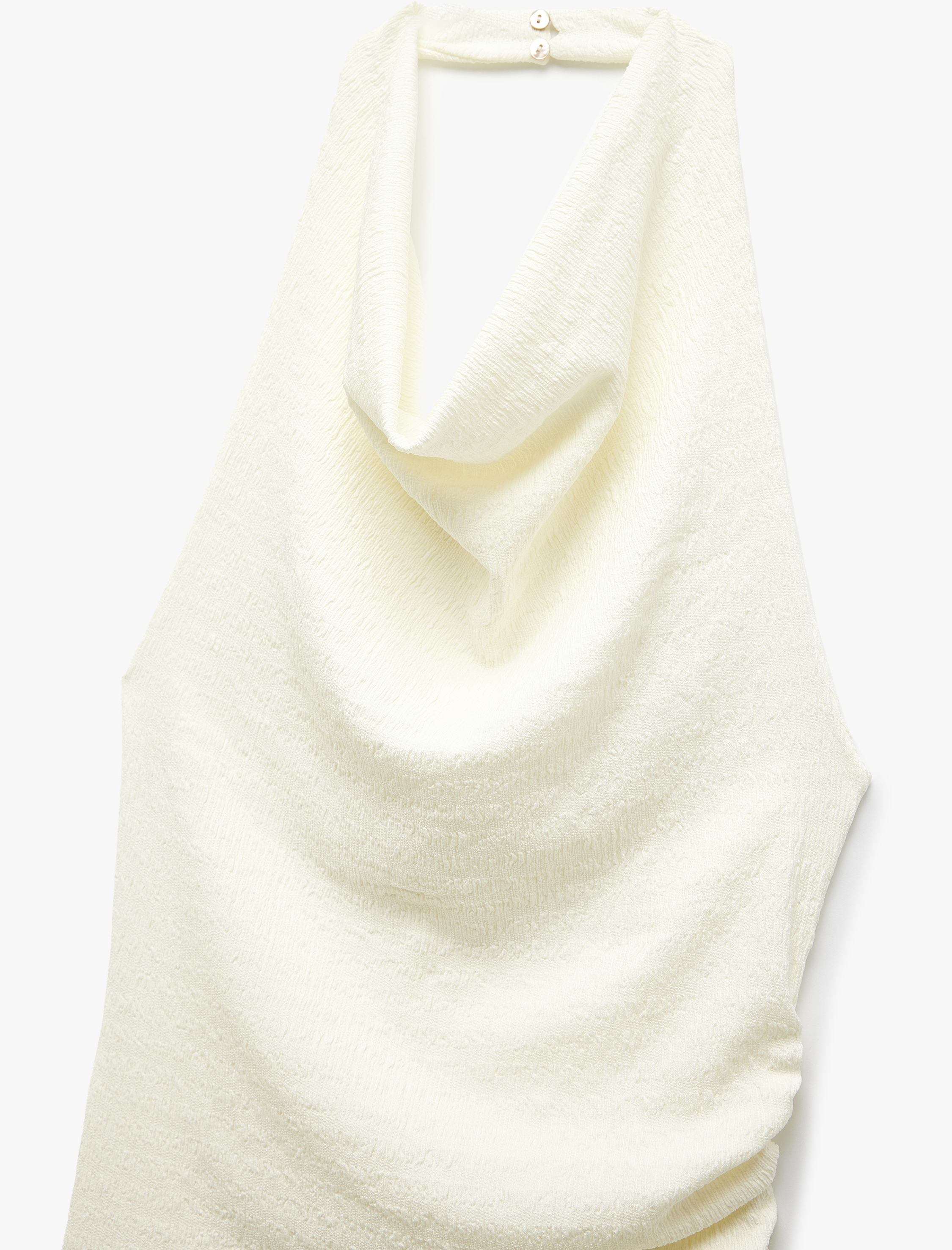   Degaje Yaka Asimetrik Slim Fit Drapeli Kolsuz Bluz