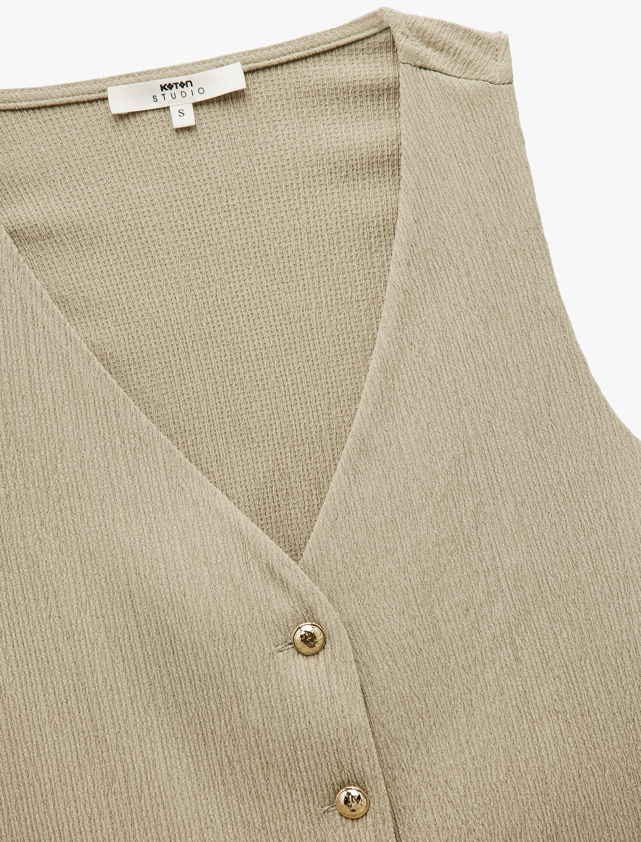   Bürümcük Kumaş V Yaka Düğmeli Yelek