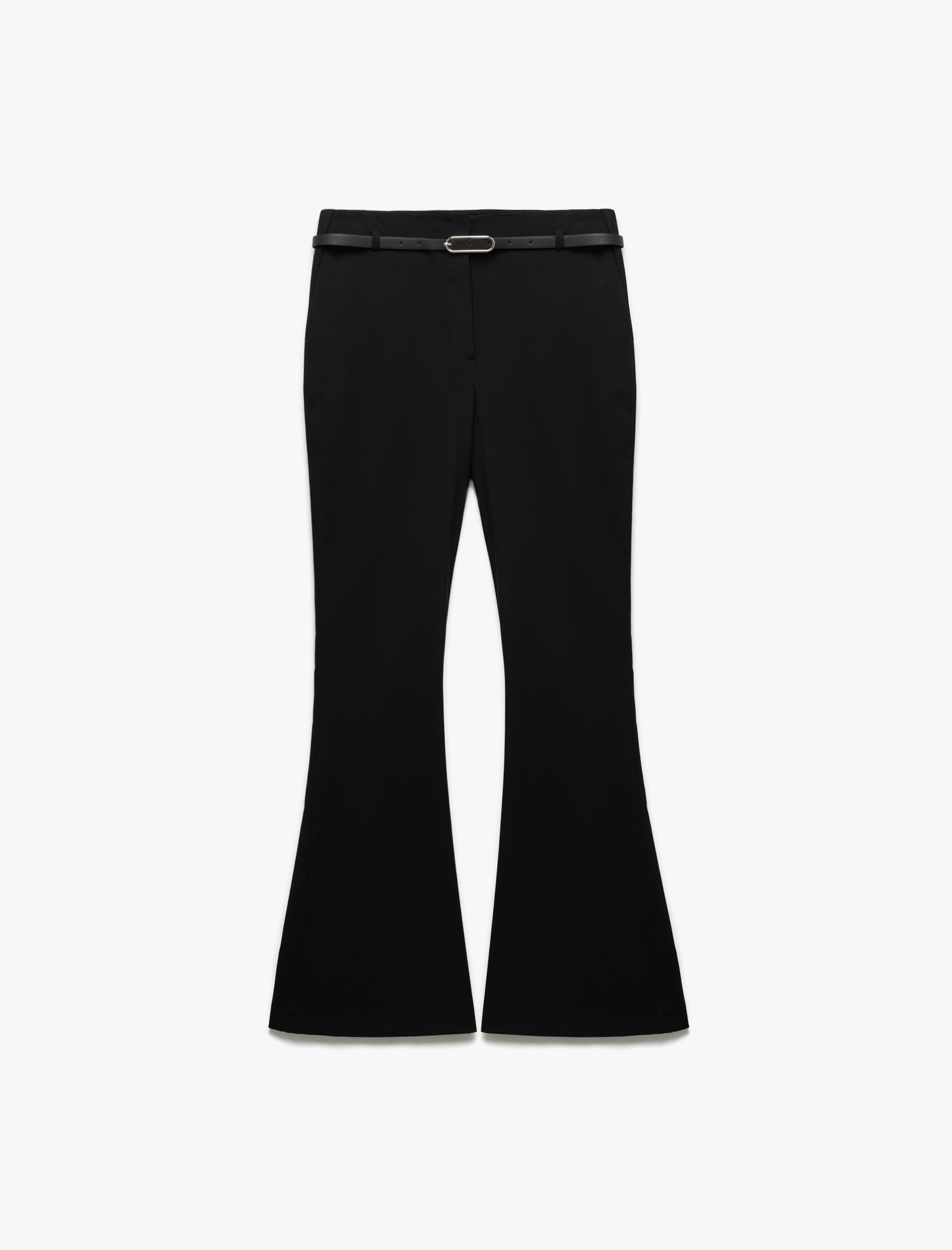   Viskon Kumaş Karışımlı Kemerli İspanyol Paça Pantolon