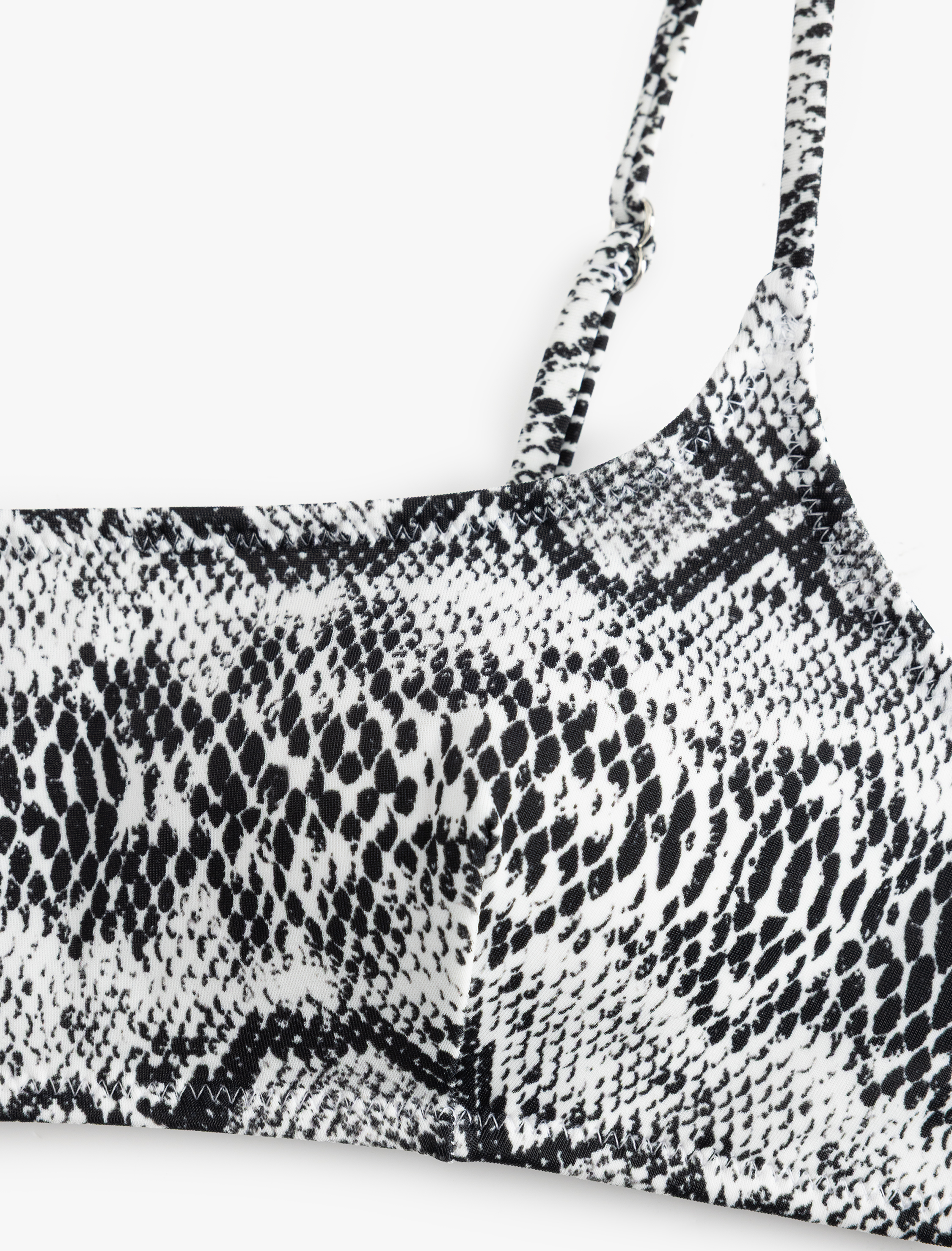   Hafif Destekli Yılan Desenli İnce Askılı Bralet Bikini Üstü