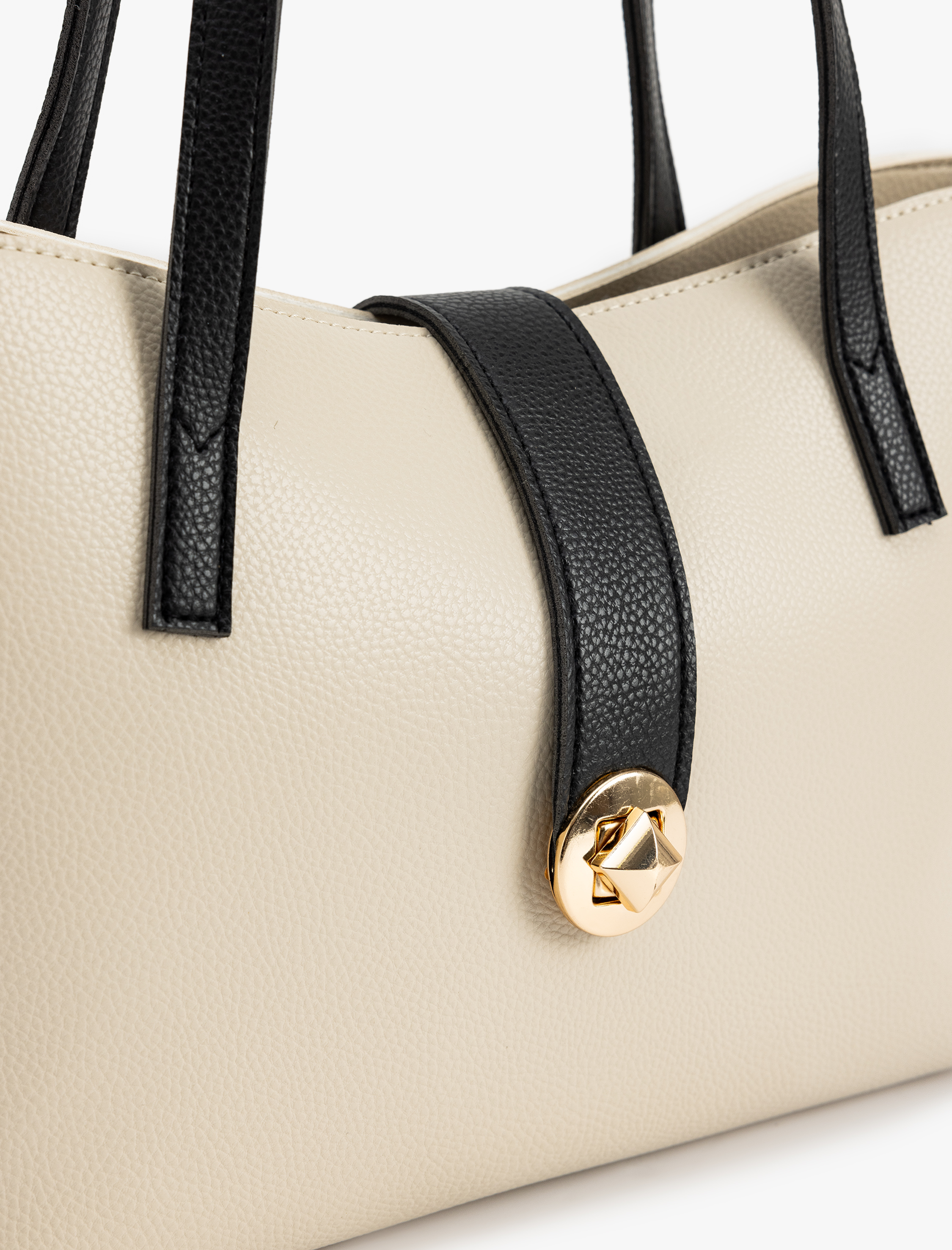  Kadın Metal Aksesuarlı Saplı Suni Deri Tote Çanta