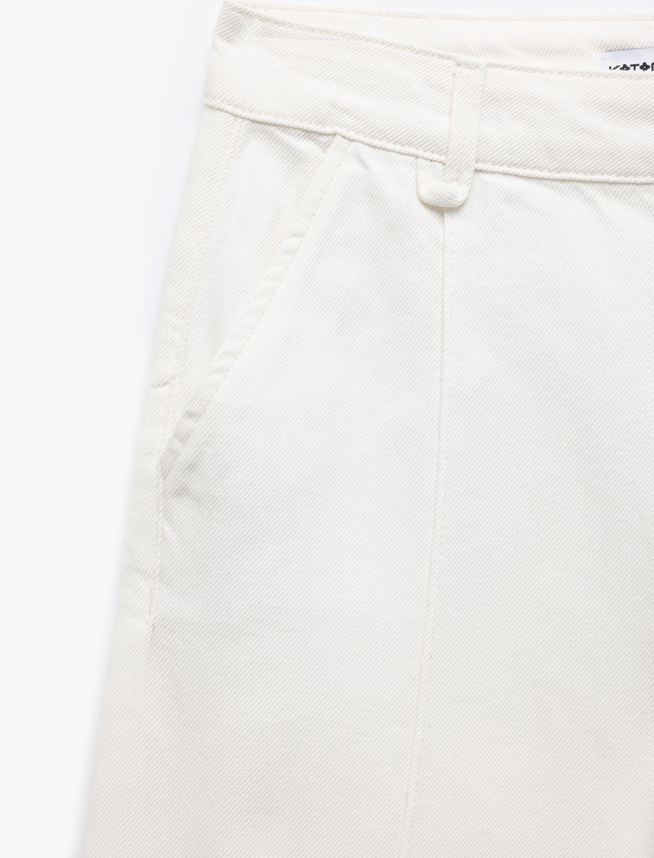   Nervürlü Yüksek Bel Düz Katlı Paça Denim Pantolon - Straight Fit Jean