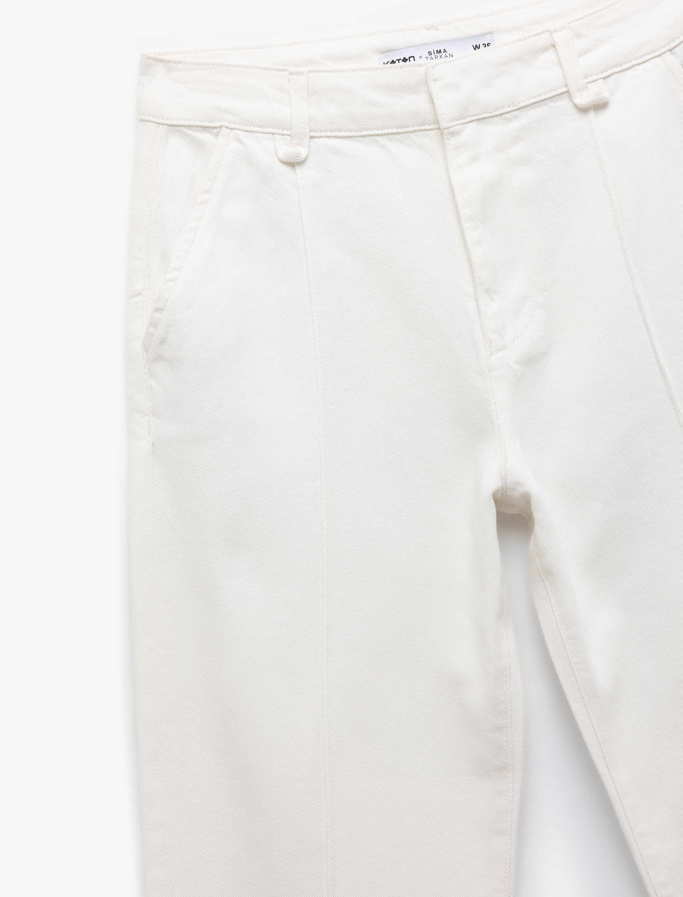   Nervürlü Yüksek Bel Düz Katlı Paça Denim Pantolon - Straight Fit Jean