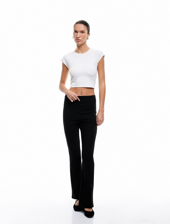  Slim Fit Nervürlü İspanyol Paça Pantolon