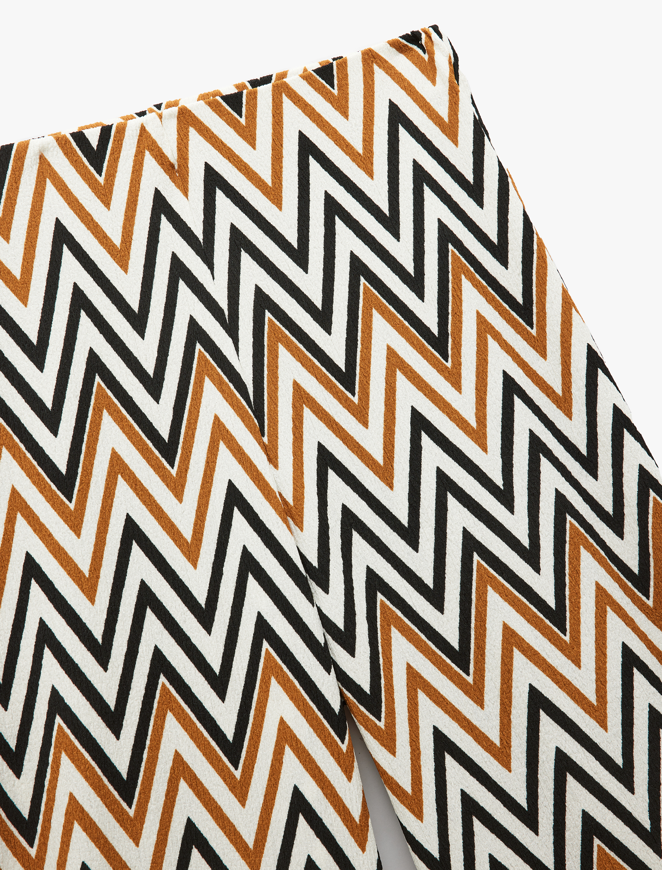   Bürümcük Kumaş Desenli Yüksek Bel Geniş Paça Pantolon