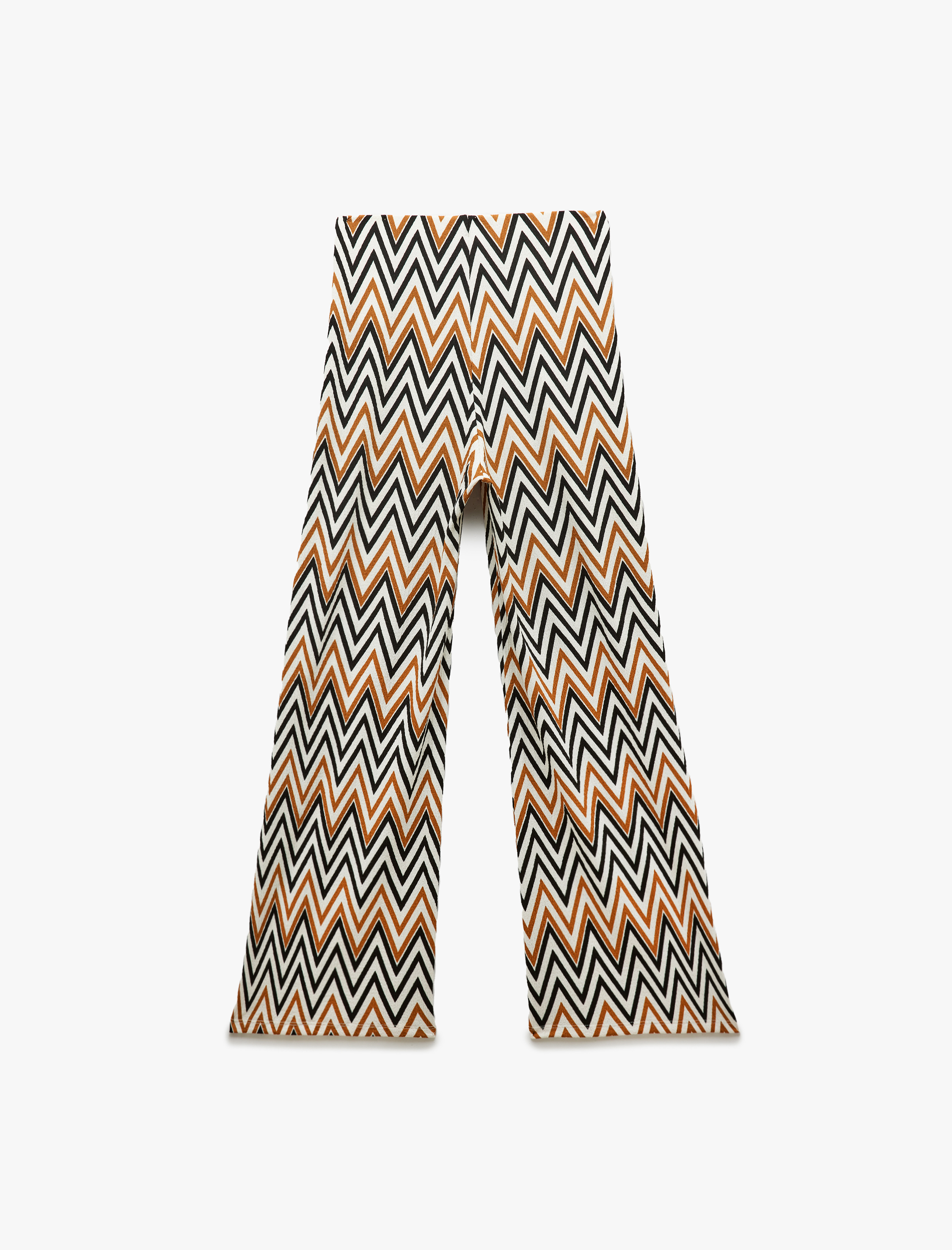   Bürümcük Kumaş Desenli Yüksek Bel Geniş Paça Pantolon