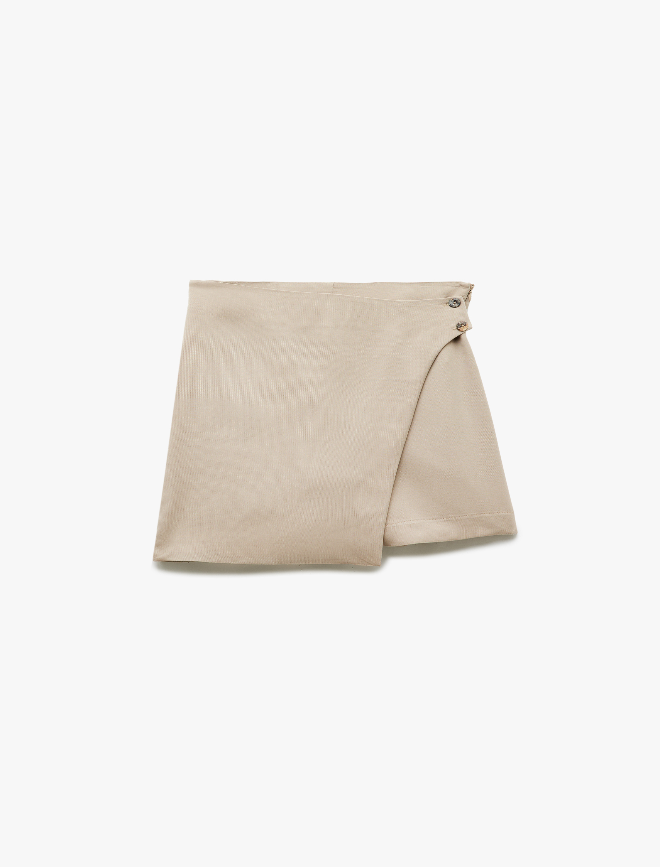  Düğmeli Modal Kumaş Kruvaze Mini Şort Etek