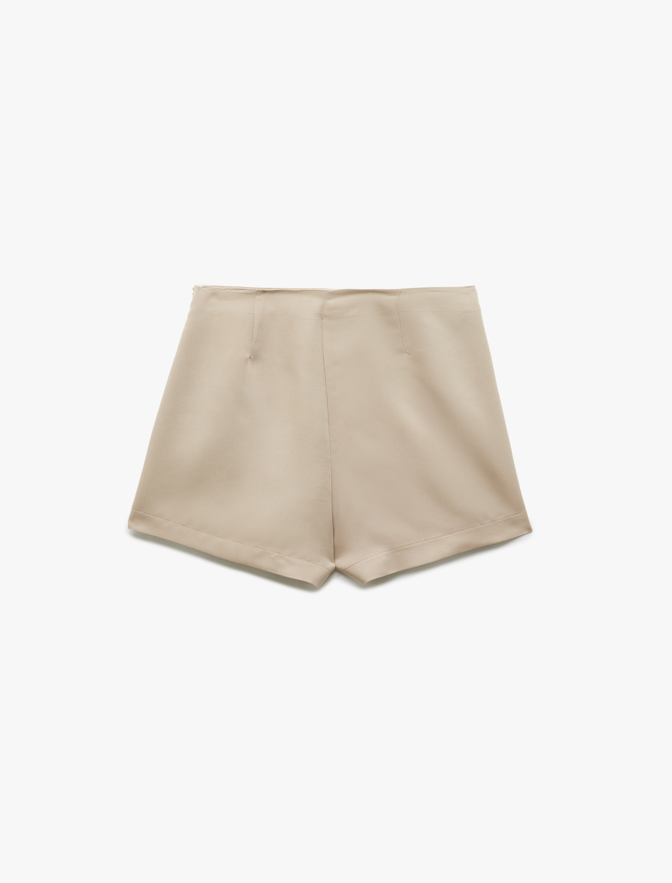   Düğmeli Modal Kumaş Kruvaze Mini Şort Etek