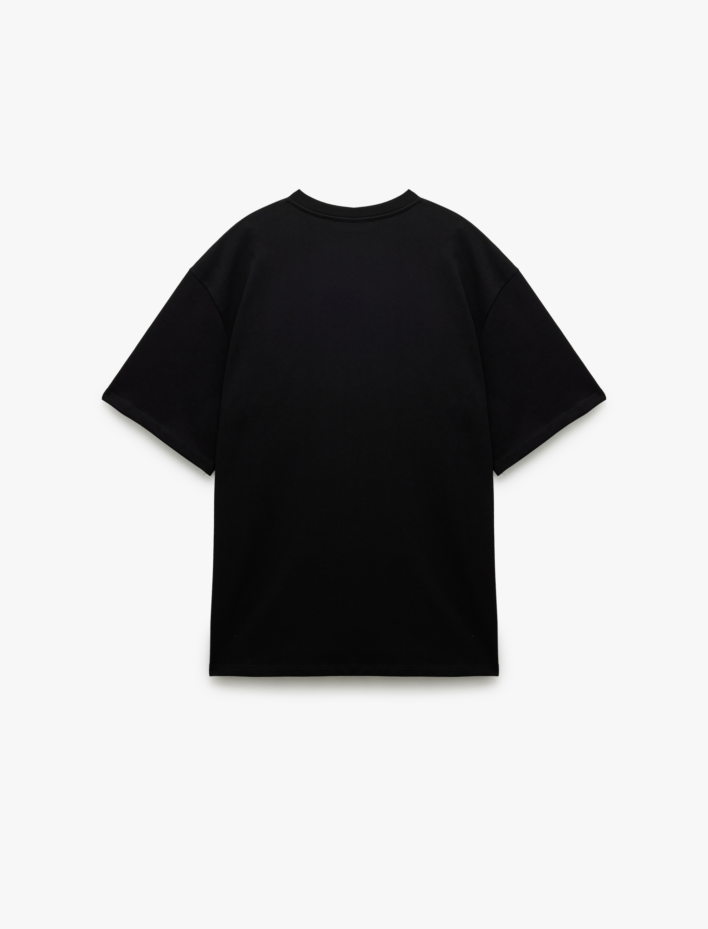   Pamuklu Kısa Kollu Bisiklet Yaka Basic Oversize Tişört