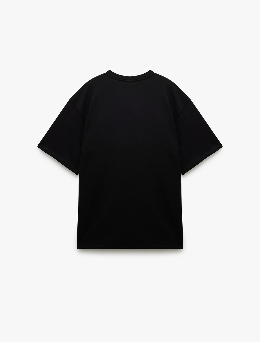   Pamuklu Kısa Kollu Bisiklet Yaka Basic Oversize Tişört