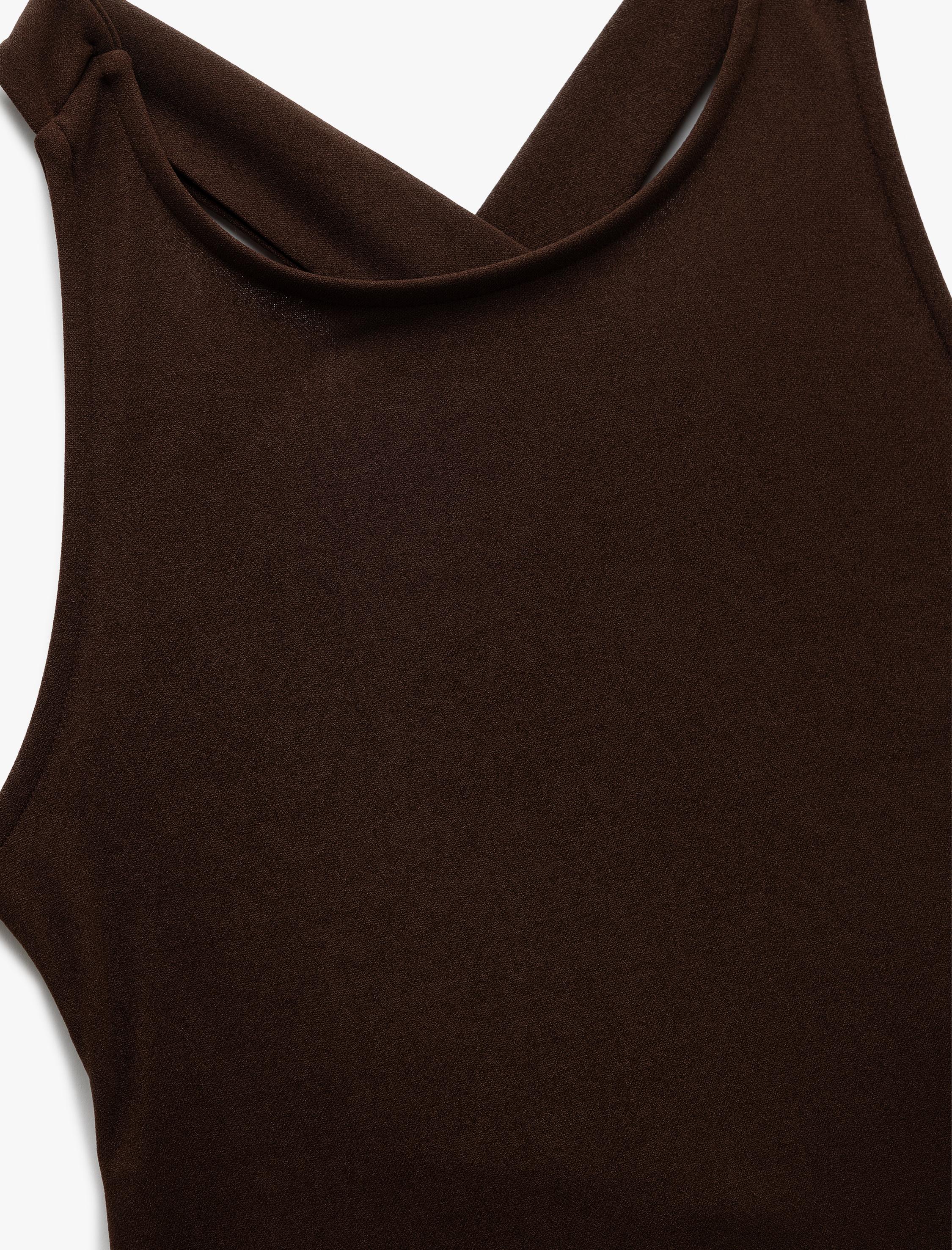   Yuvarlak Yaka Kolsuz Arkası Çapraz Askılı Sırt Dekolteli Uzun Elbise