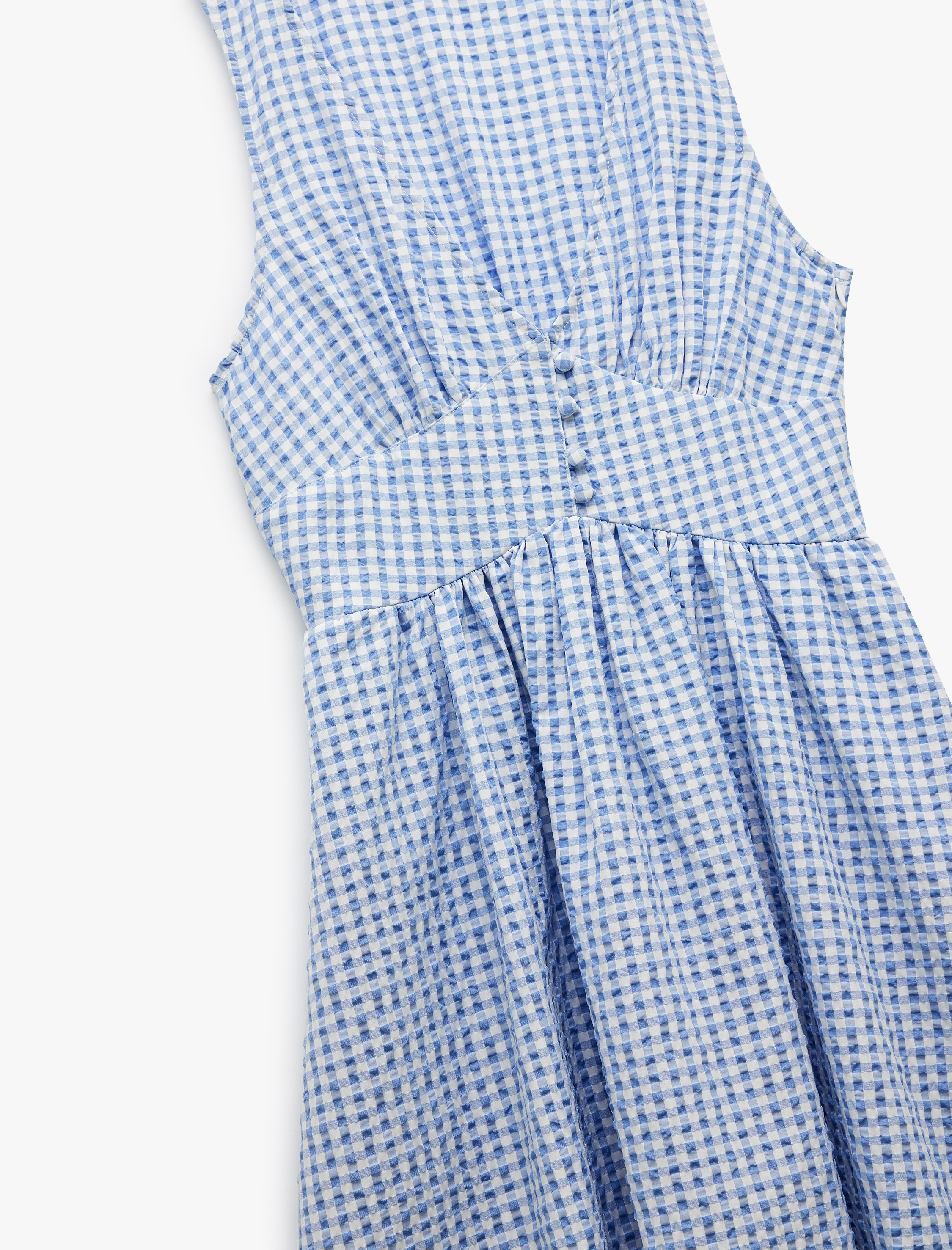   Düğmeli Kolsuz Pötikare Desenli V Yaka Uzun Elbise