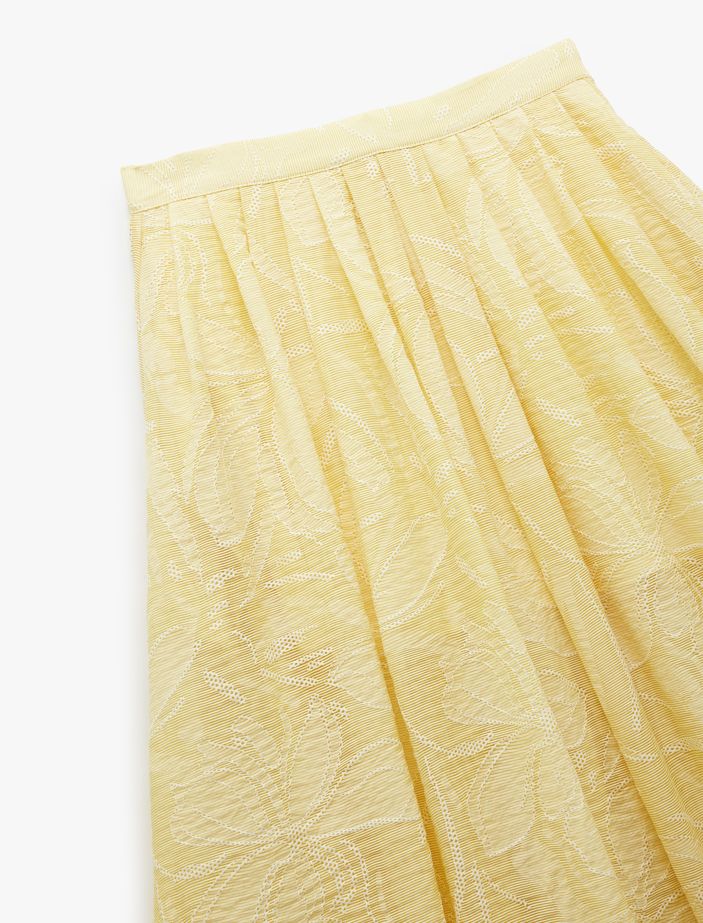   Astarlı Yırtmaçlı Viskon Karışımlı Dokulu Pileli Çiçekli Uzun Kloş Etek