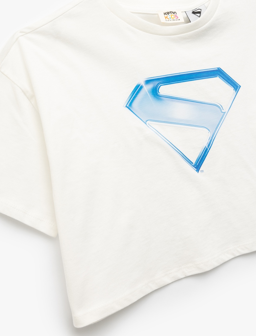  Kız Çocuk Pamuklu Lisanslı Superman Baskılı Kısa Kollu Tişört