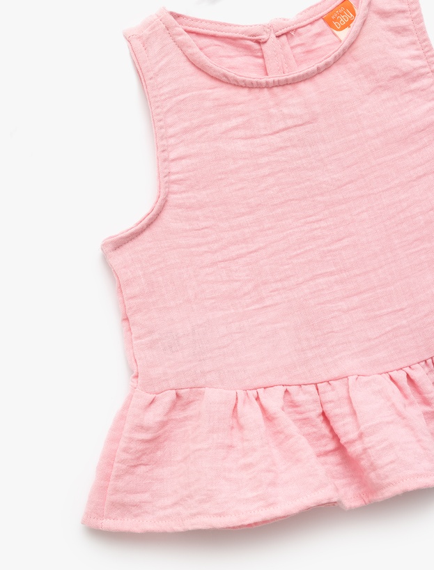Fırfır Detaylı Kolsuz Bisiklet Yaka Crop Bluz_2