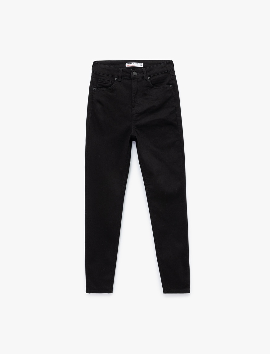   Yüksek Bel Dar Kesim Dar Paça Toparlayıcı Jean Pantolon - Skinny Push Up Fit Jean
