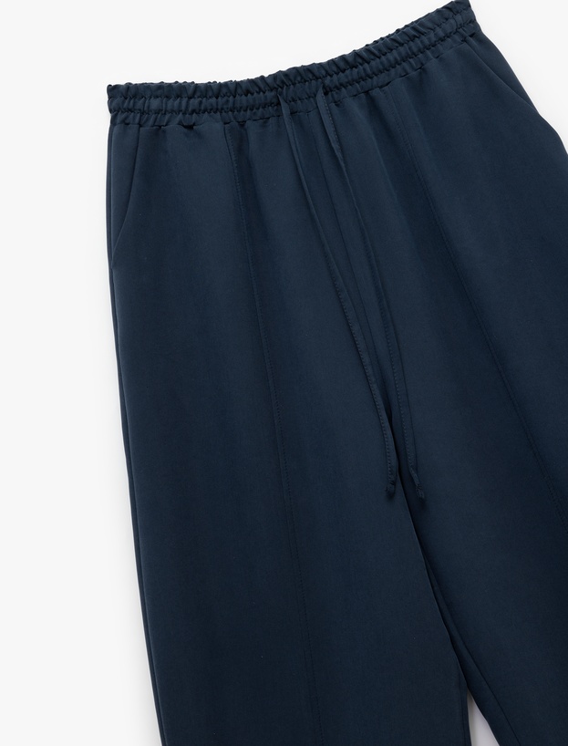 Modal Kumaş Beli Lastikli Bağlamalı Cepli Balon Fit Pantolon_4