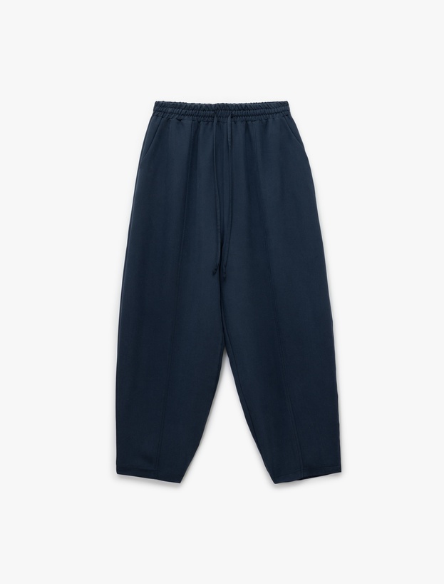 Modal Kumaş Beli Lastikli Bağlamalı Cepli Balon Fit Pantolon_2