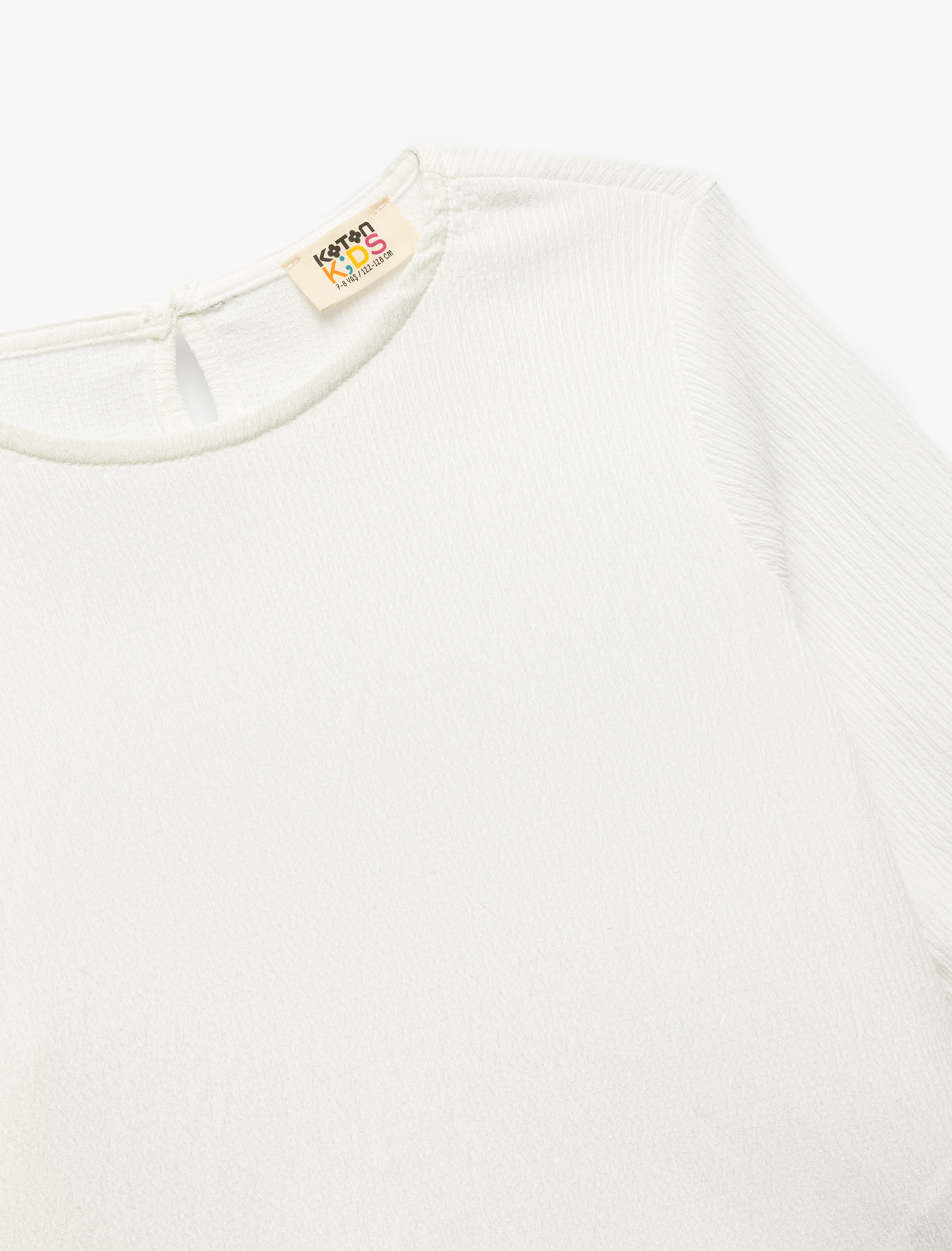  Kız Çocuk Fiyonk Detaylı Uzun Kollu Bisiklet Yaka Bluz