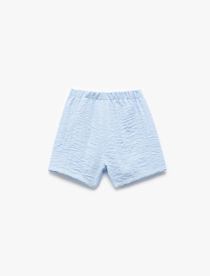 Kız Bebek Beli Lastikli Dokulu Fırfır Detaylı Şort Etek