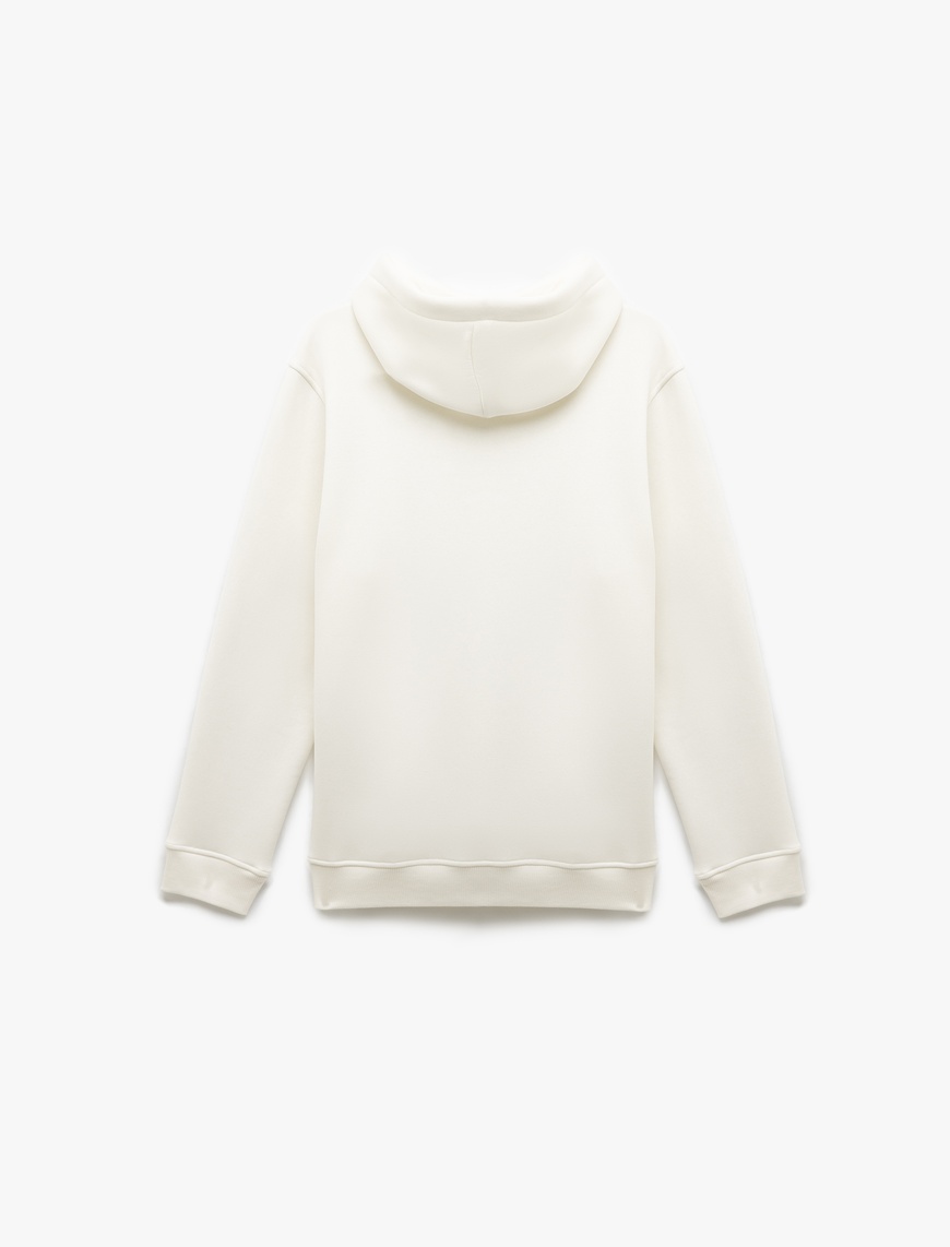   Şardonlu Uzun Kollu Basic Kapşonlu Sweatshirt