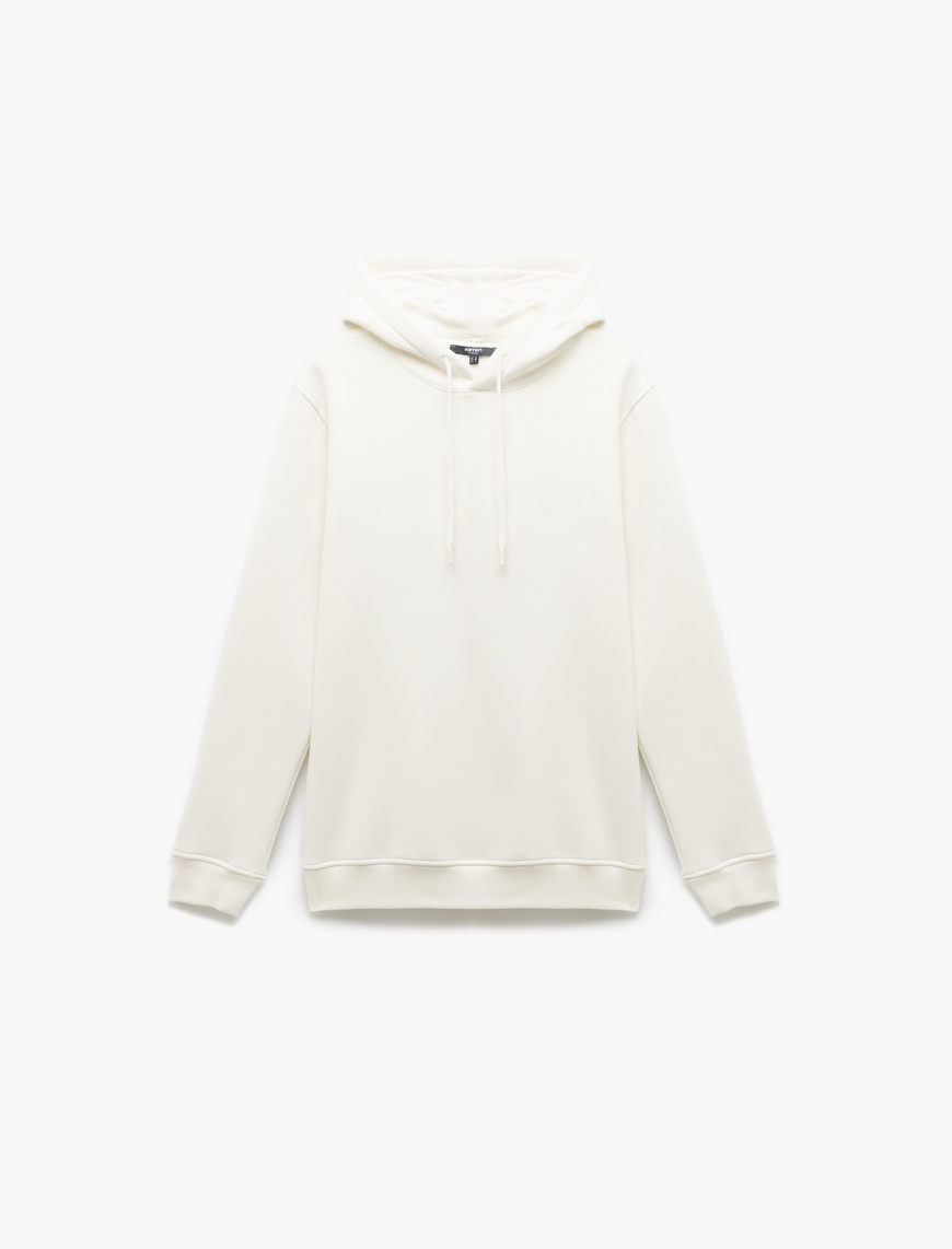   Şardonlu Uzun Kollu Basic Kapşonlu Sweatshirt