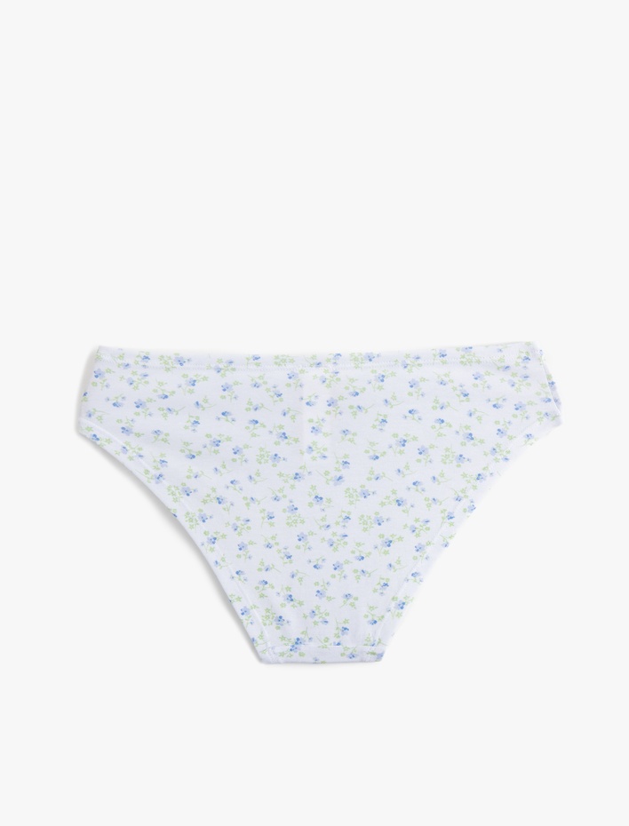  Pamuklu Rahat Kalıp Drape Detaylı Brazilian Çiçekli Külot