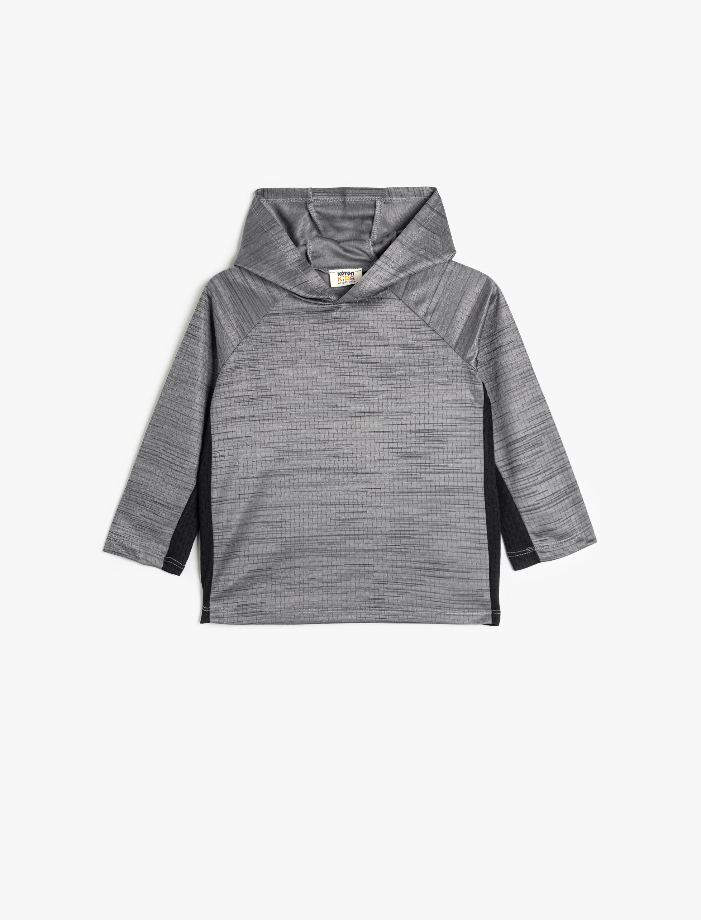  Erkek Çocuk Kapşonlu Tişört Uzun Kollu Renk Bloklu