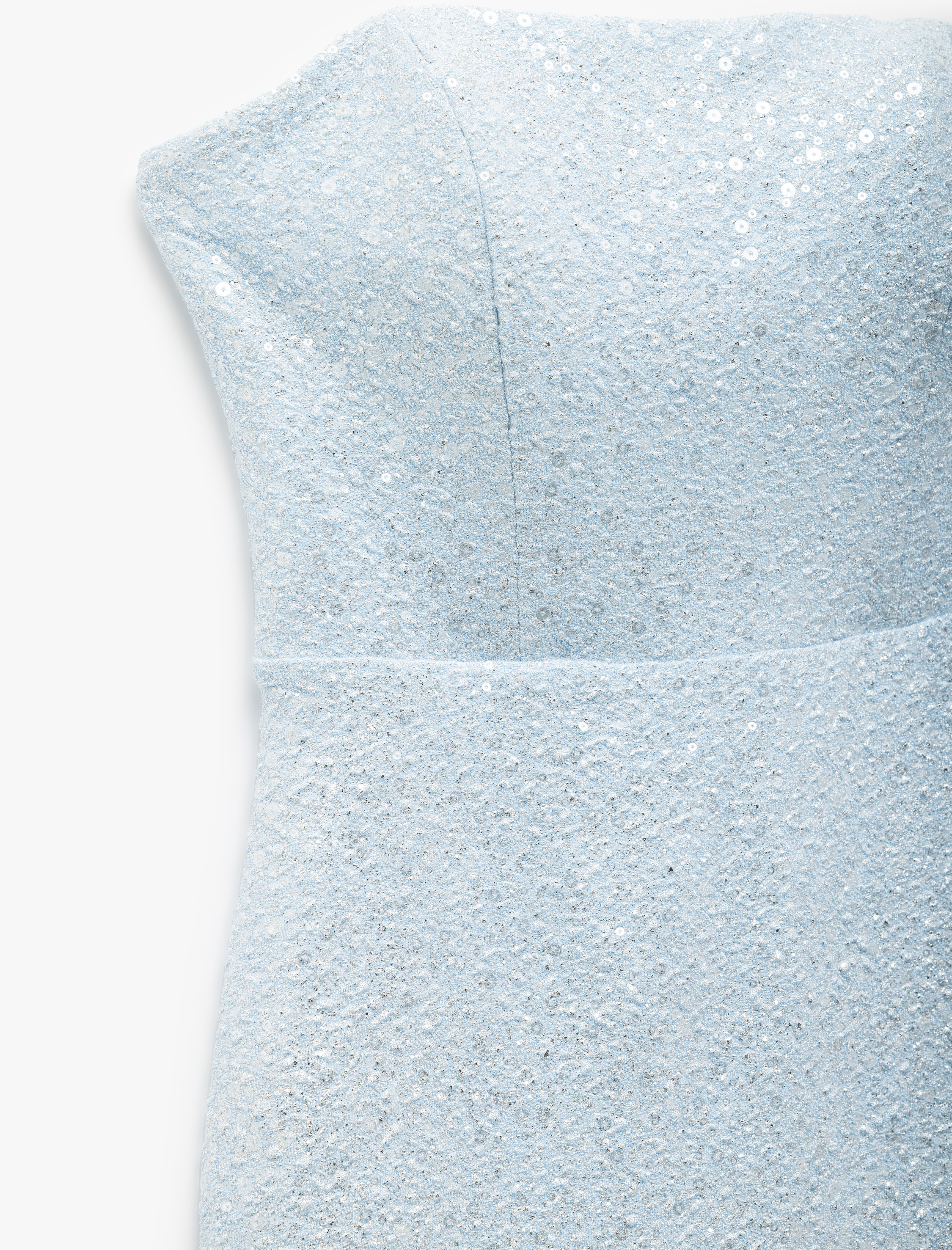   Straplez Yaka Dikiş Detaylı Mini Bodycon Pullu Elbise