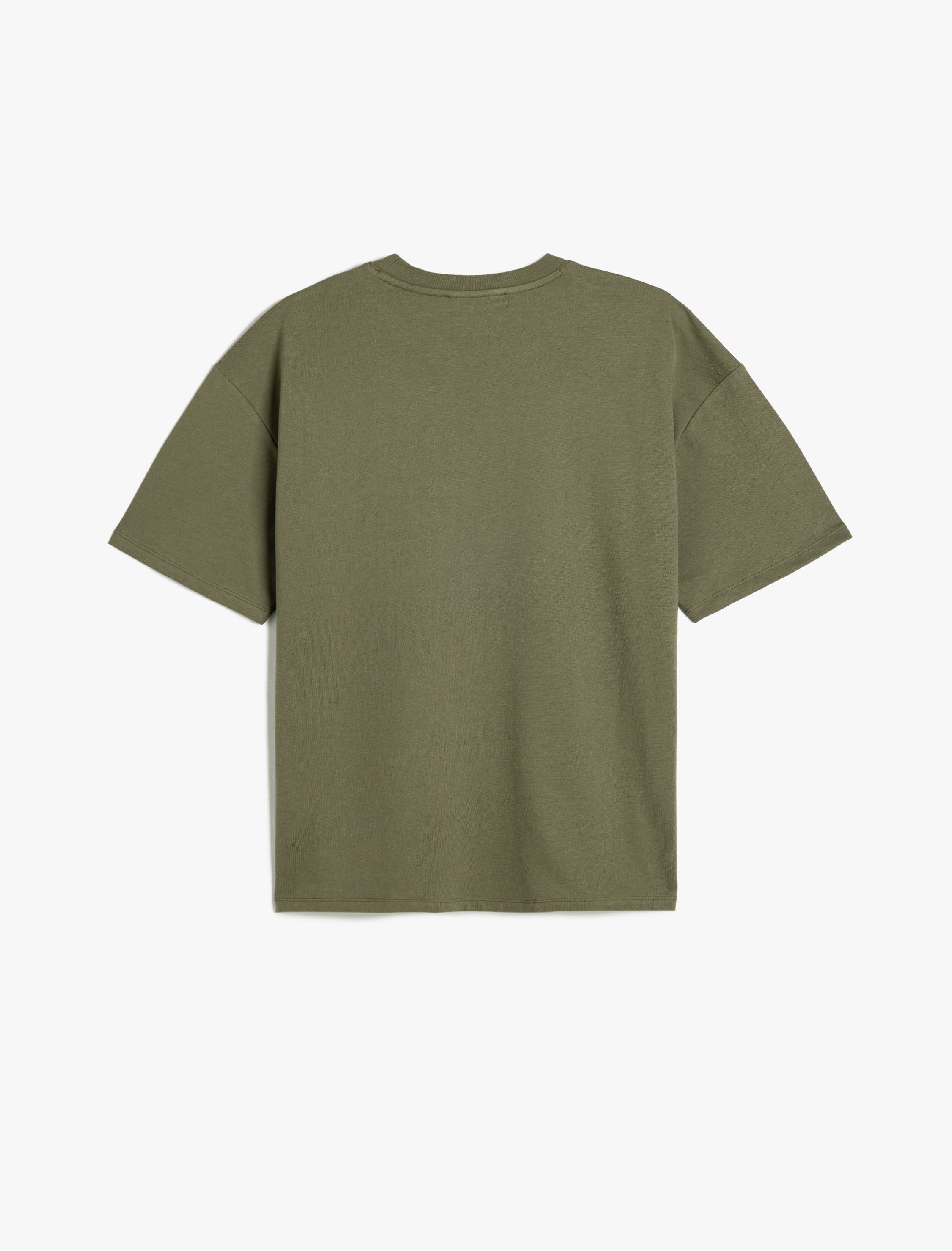   Basic Bisiklet Yaka Pamuklu Tok Kumaş Kısa Kollu Oversize Tişört