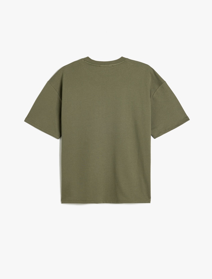  Basic Bisiklet Yaka Pamuklu Tok Kumaş Kısa Kollu Oversize Tişört