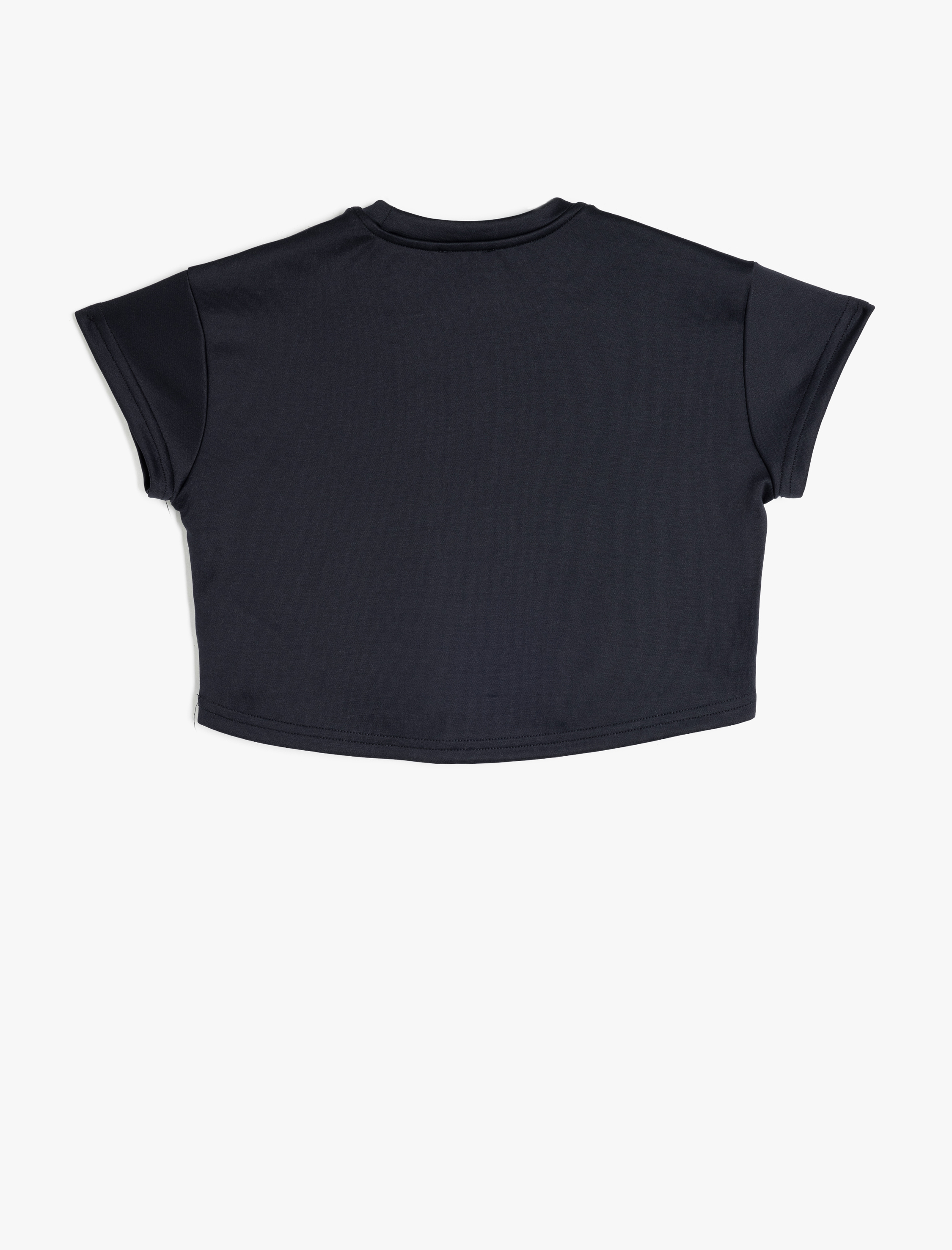  Kız Çocuk Bisiklet Yaka Kısa Kollu Viskon Karışımlı Tişört