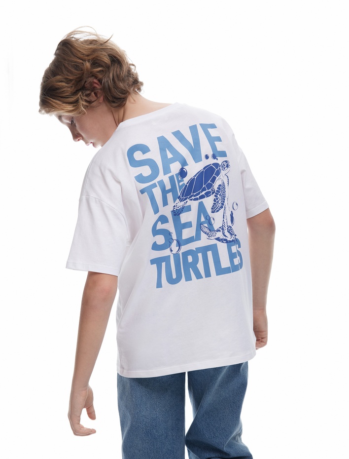 Erkek Çocuk Slogan Baskılı Kısa Kollu Bisiklet Yaka Pamuklu Tişört