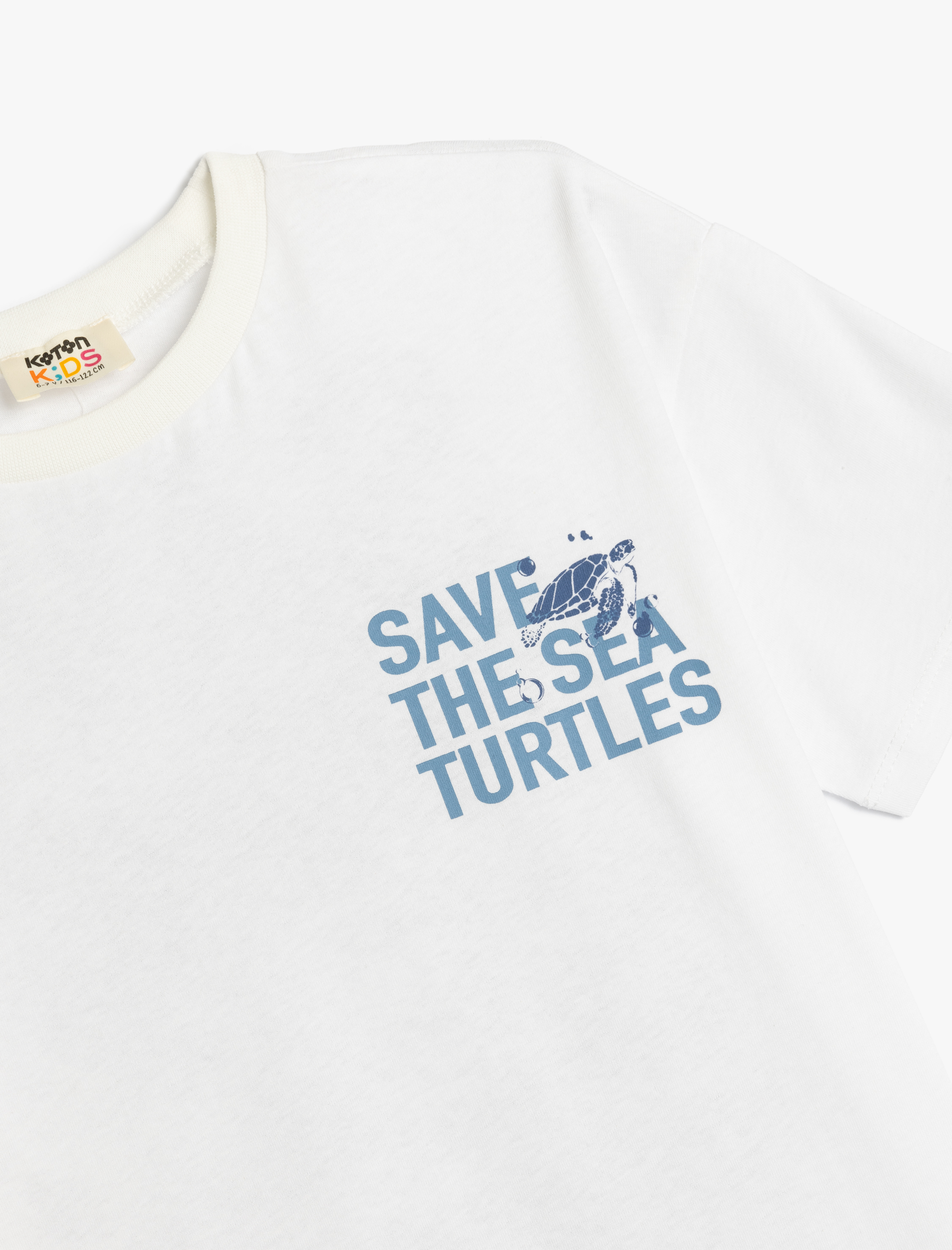  Erkek Çocuk Slogan Baskılı Kısa Kollu Bisiklet Yaka Pamuklu Tişört